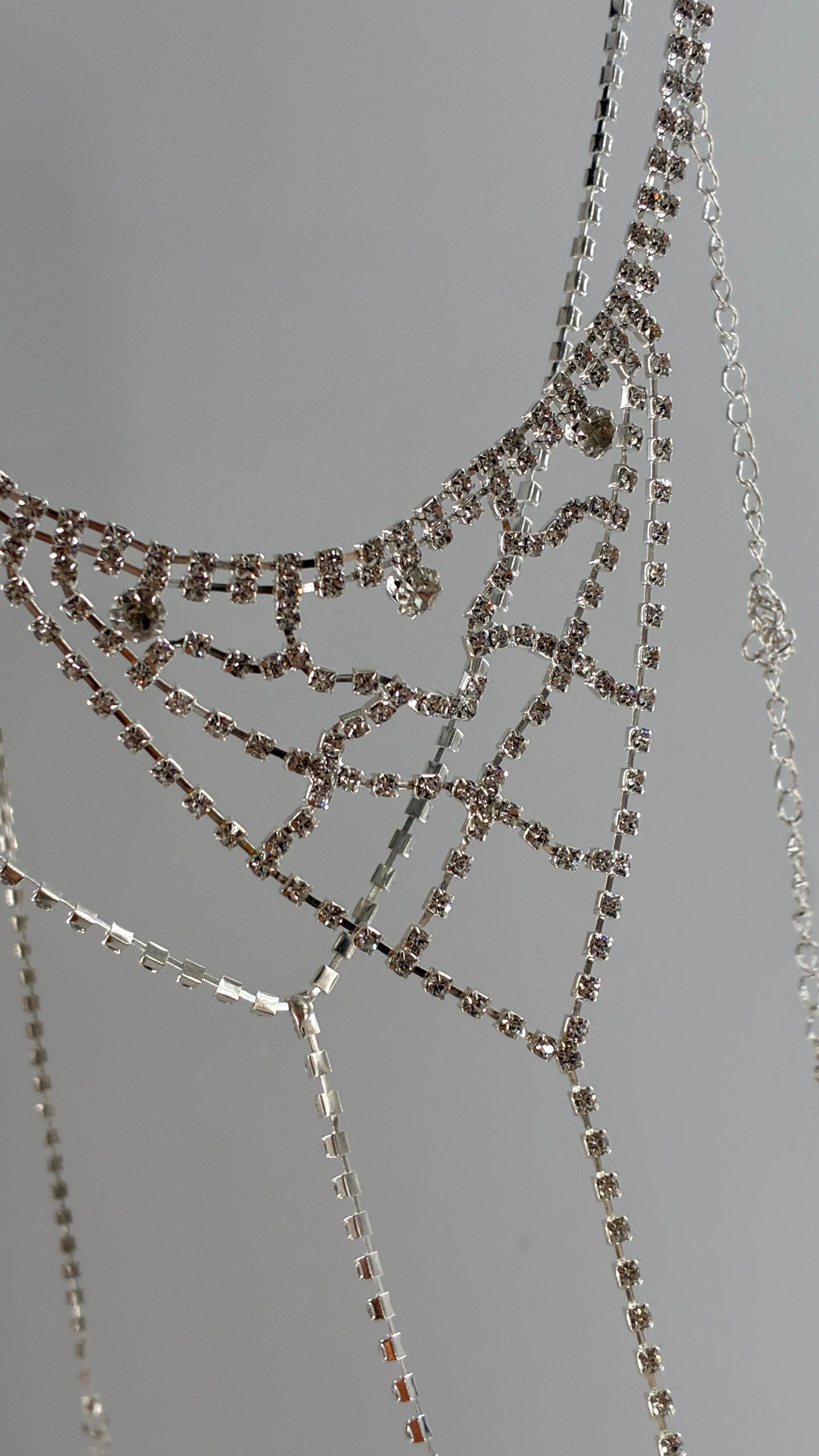 Silver Rhinestone Encrusted Bra, Panty, and Choker Set (One Size)