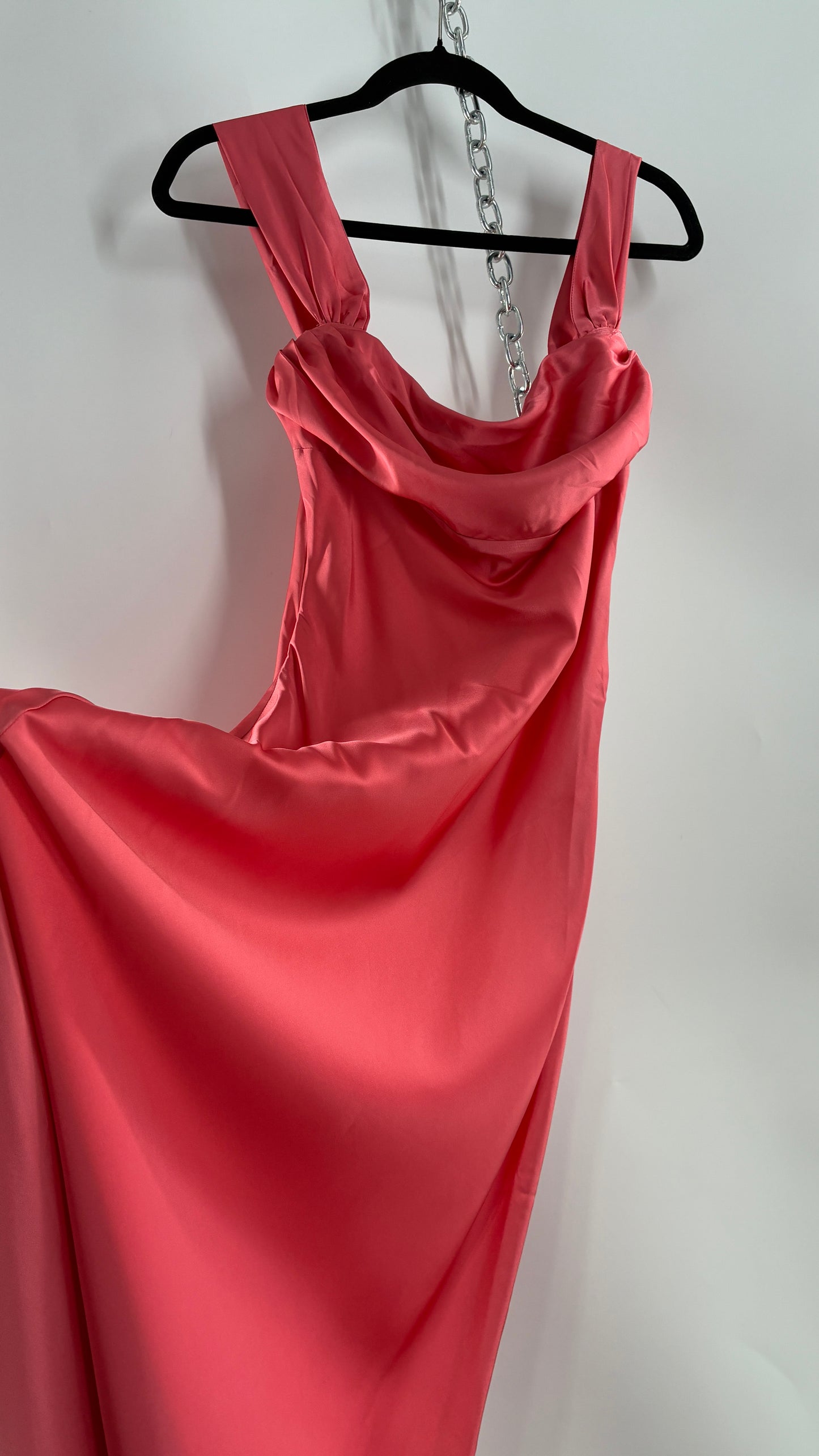 BEGINNINGS Coral Pink Gown with Draped Bust and Tags Attached  (6)