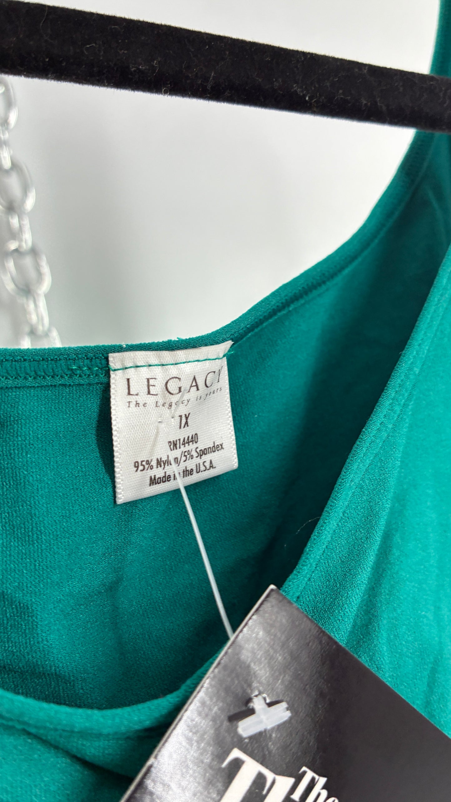 Vintage LEGACY Jewel Toned Teal Ruched Sleeveless (XL)