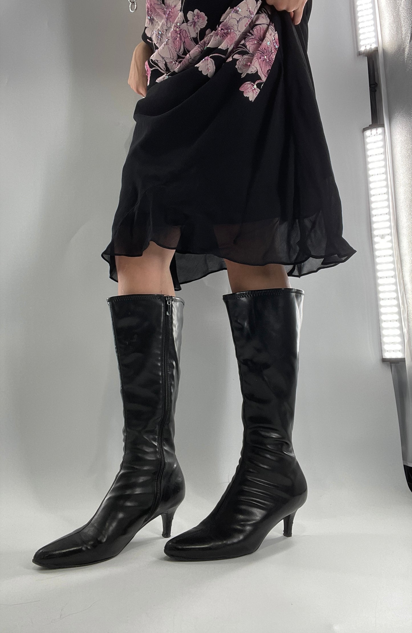 Vintage Kitten Heel Knee High Boots