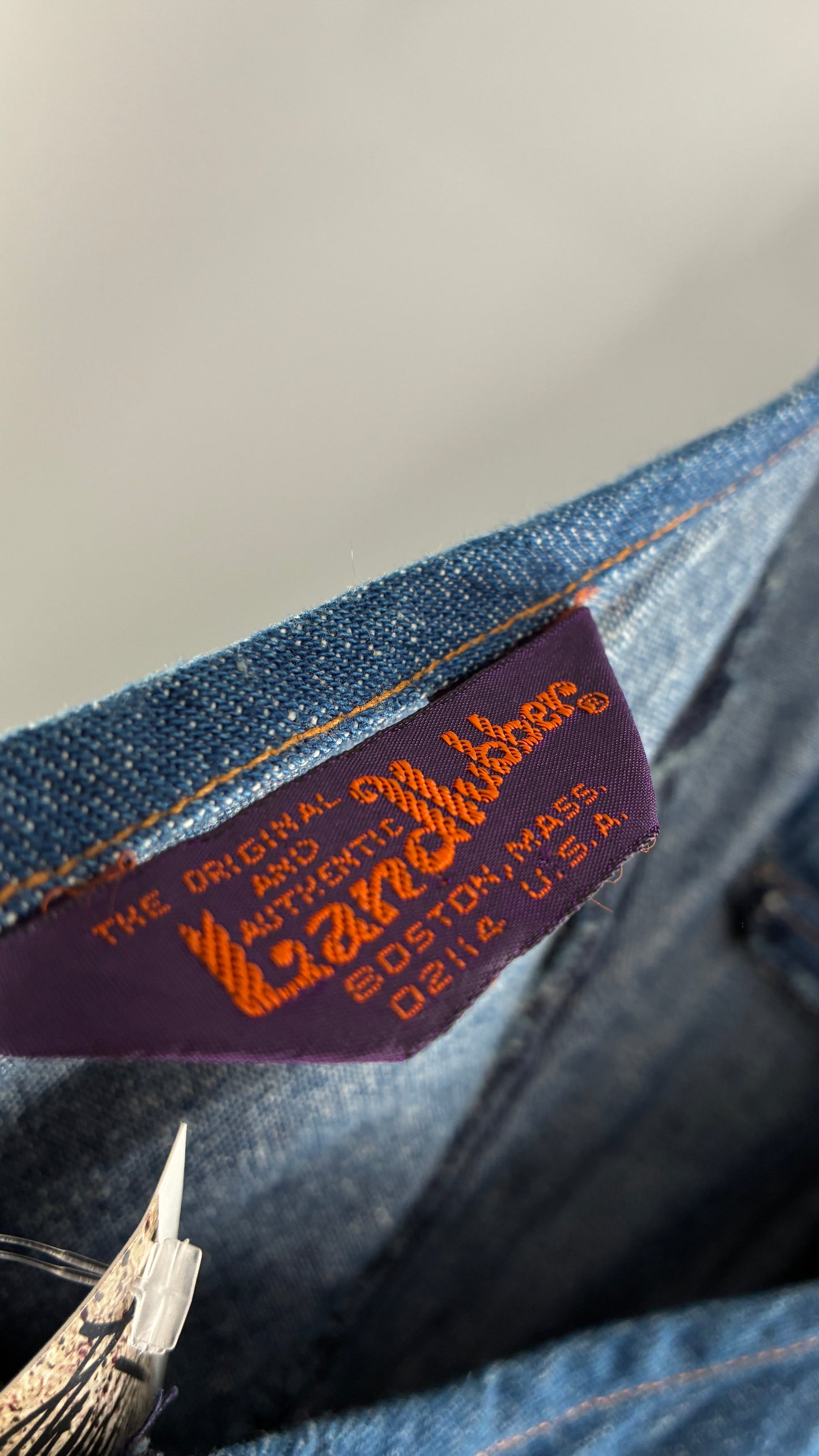 RARE Vintage 1970s Landlubber Medium Wash Denim, Sleeveless Halter, Wide Leg Bell Bottom, Jumpsuit (No Size on Tag, XS)
