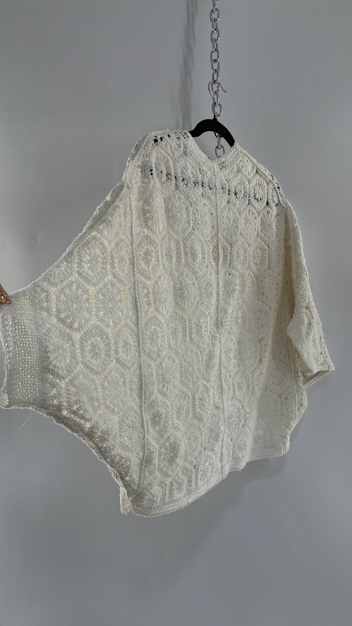 Imported White Crochet Cape from Portugal with Tags Attached