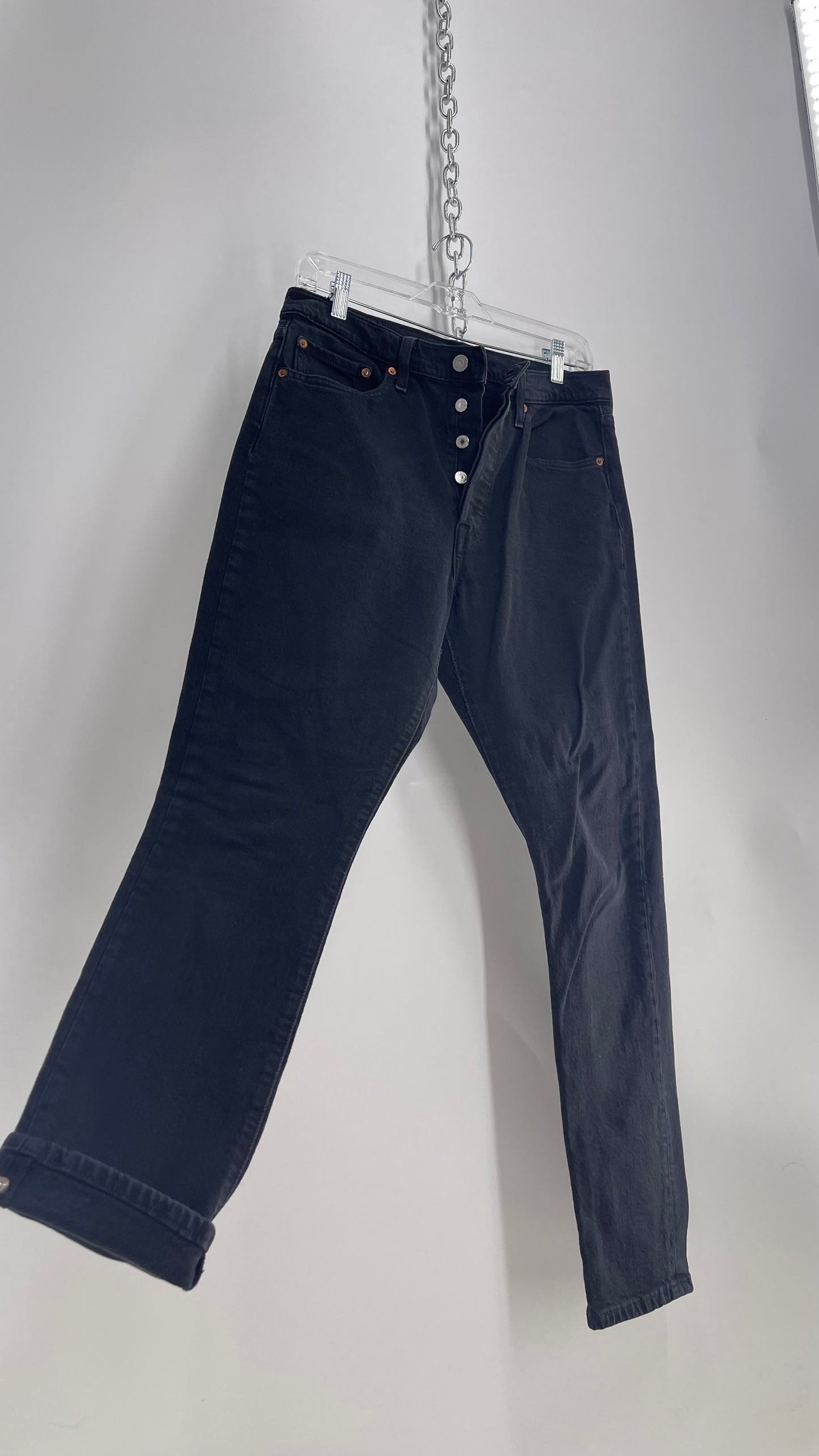 Vintage LEVI 501 Black Button Front Denim (30)