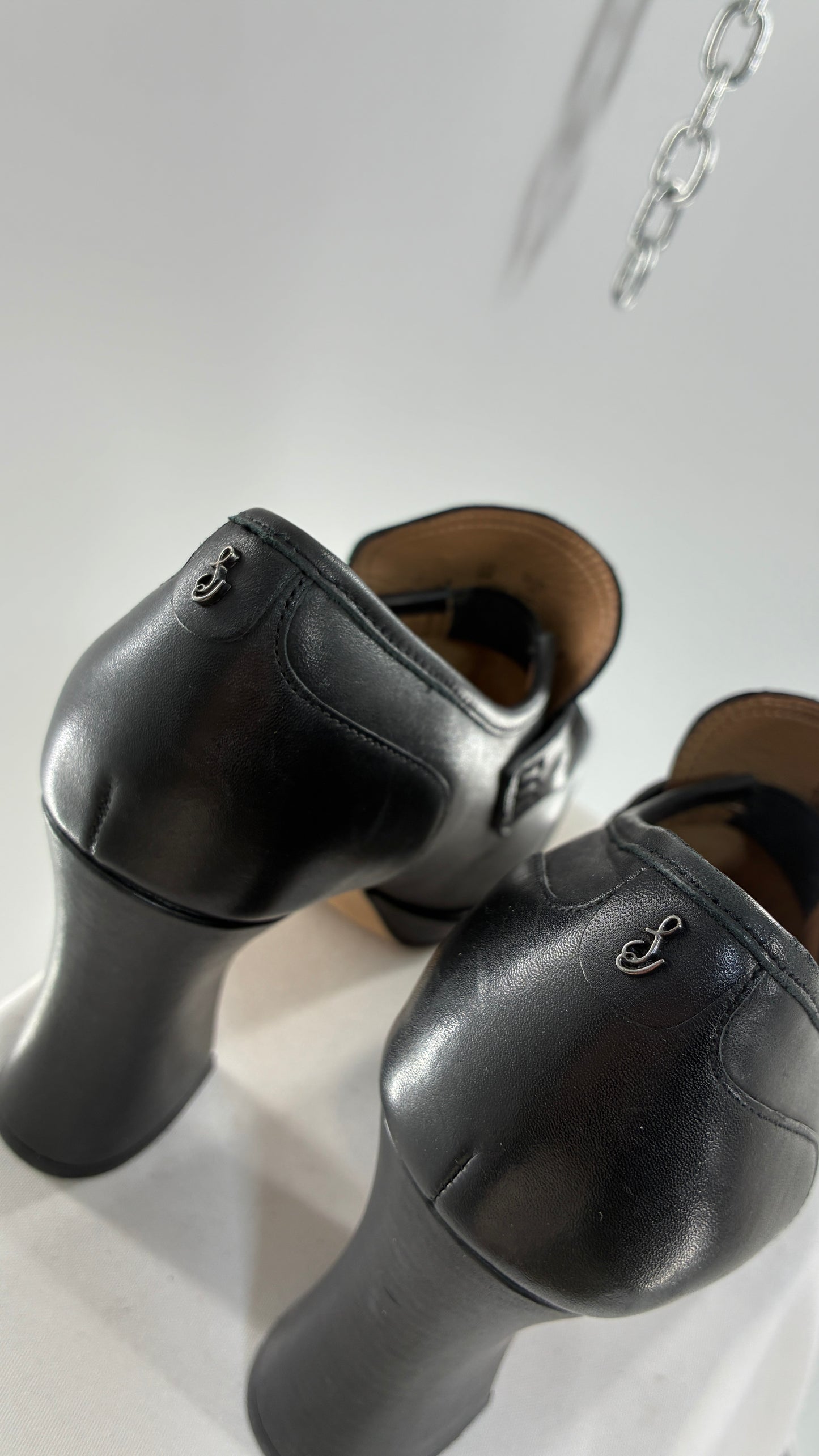 Vintage Sam Edelman Jeanette Black Genuine Leather Chunky Heel Oxfords (9)