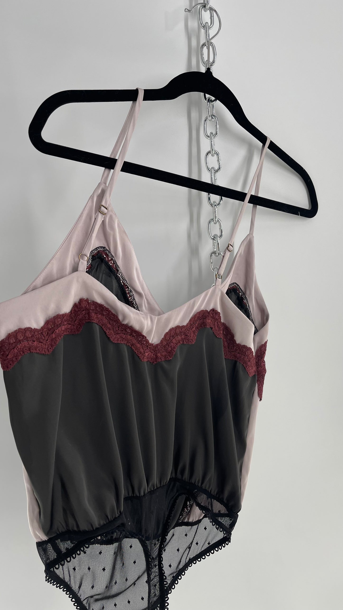 Intimately Free People Black, Burgundy, Lavender Silky Bodysuit with Tags Attached (Small)