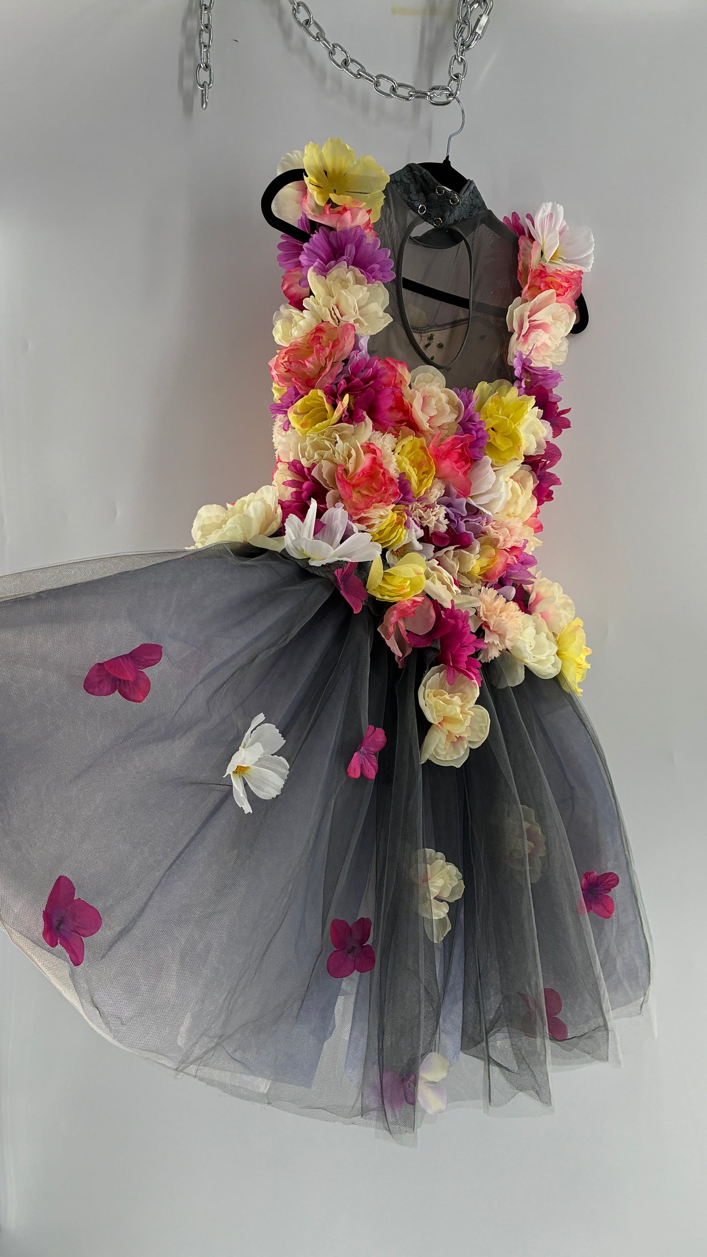 Floral Appliqué Abstract Display Mini Dress (S/M)