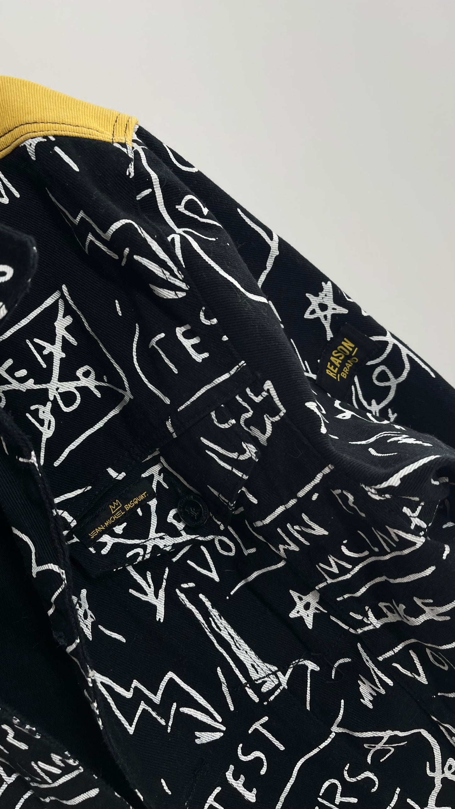 Reason X Jean-Michel Basquiat Black Jacket with Sketch All Over Pattern (XL)