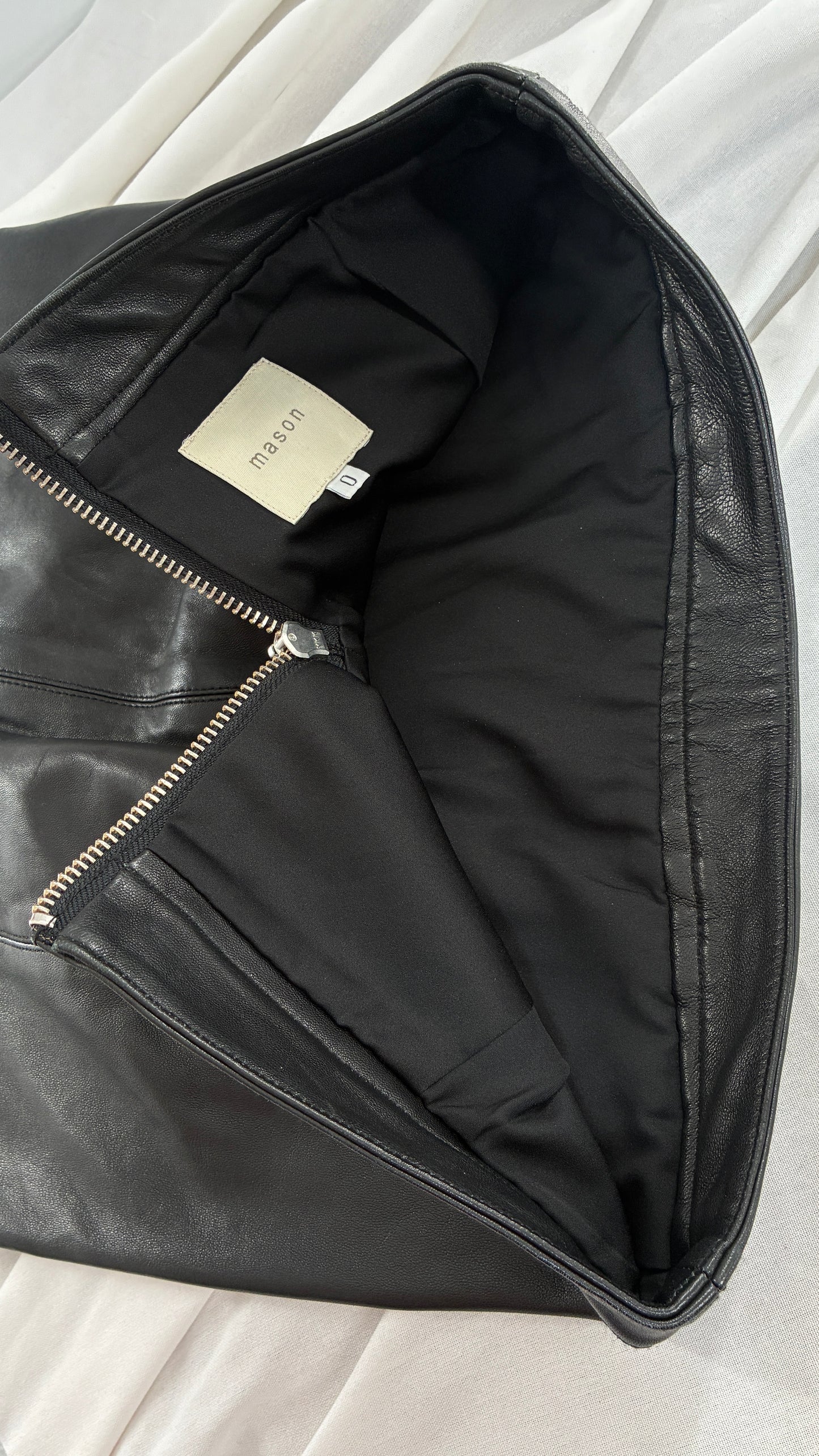 MASON 100% Lambskin Leather Skirt with Zipper Details (0)