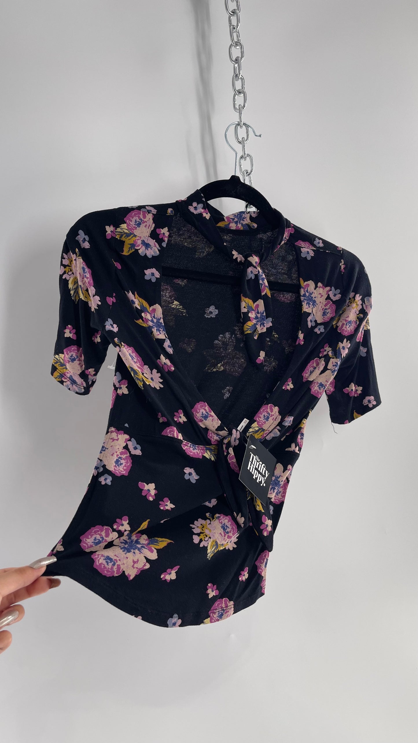 Free People Floral Open Tied Up Back - (Size XS)
