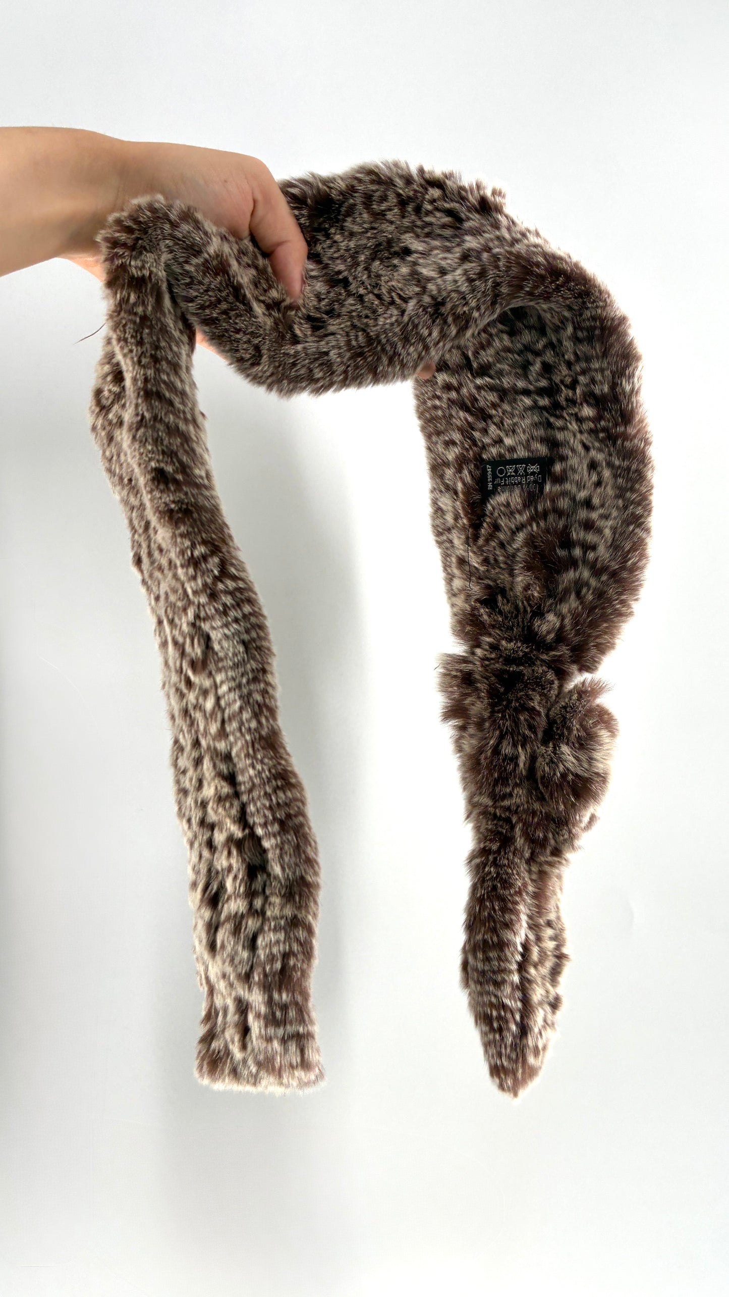 Vintage Genuine Rabbit Fur Scarf with Rosette
