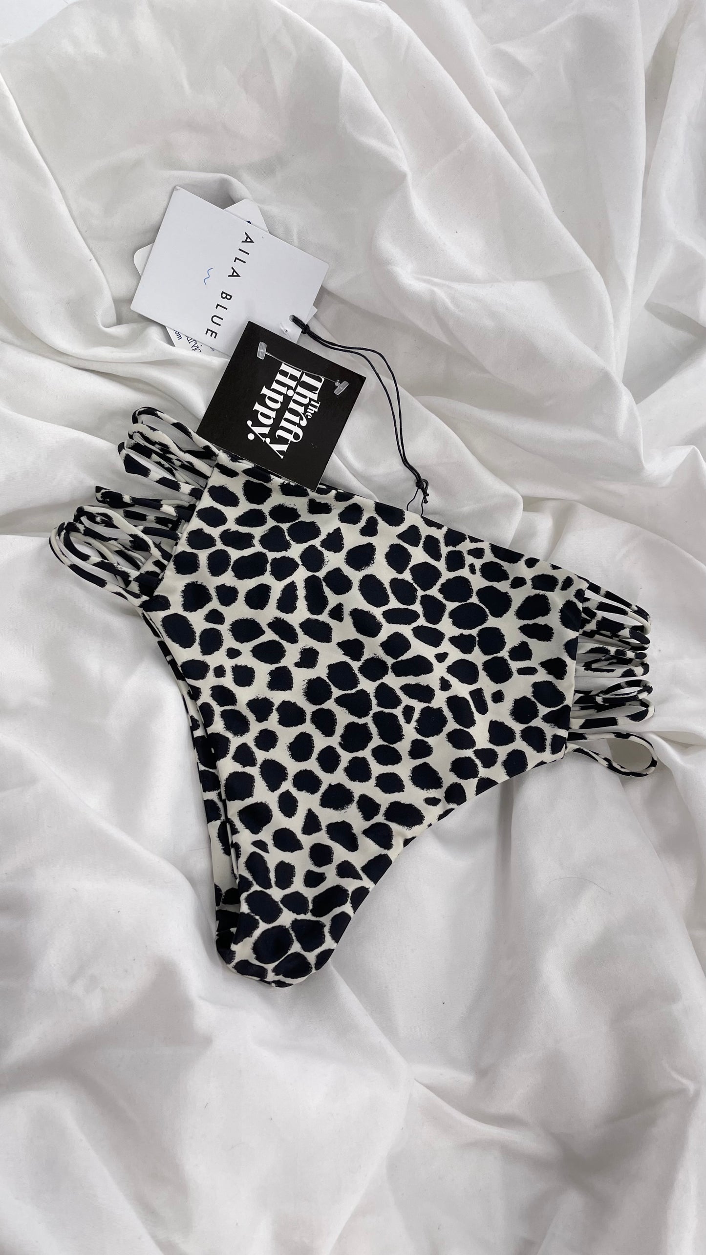 AILA BLUE Animal Print Cheeky Bottoms with Strappy Sides and Tags Attached (Small)