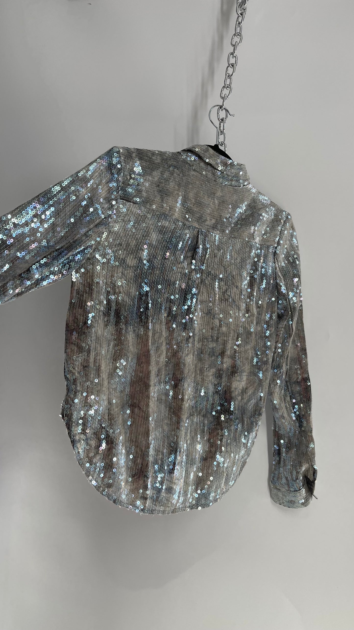 PILCRO Anthropologie Iridescent Sequin Grey Blue and Tags Attached (XXS)