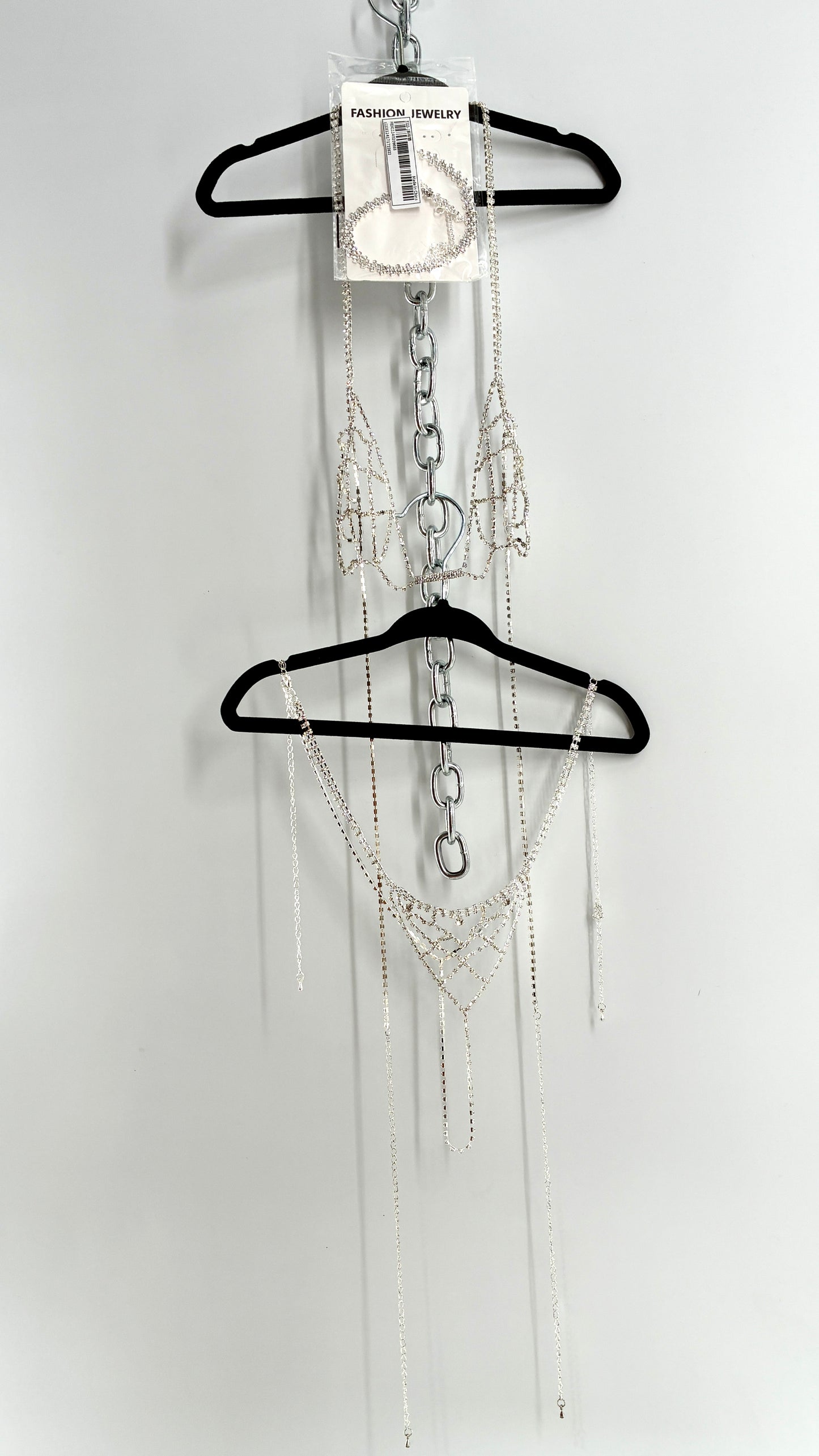 Silver Rhinestone Encrusted Bra, Panty, and Choker Set (One Size)