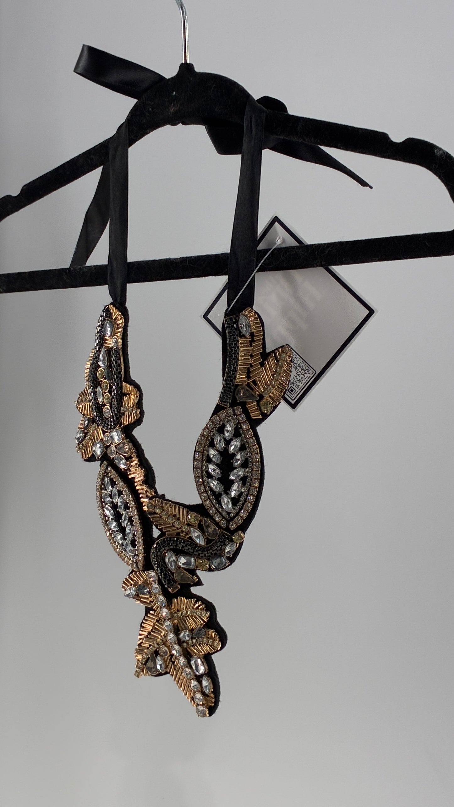 Vintage Ornate Beaded and Embroidered Adjustable Choker Necklace