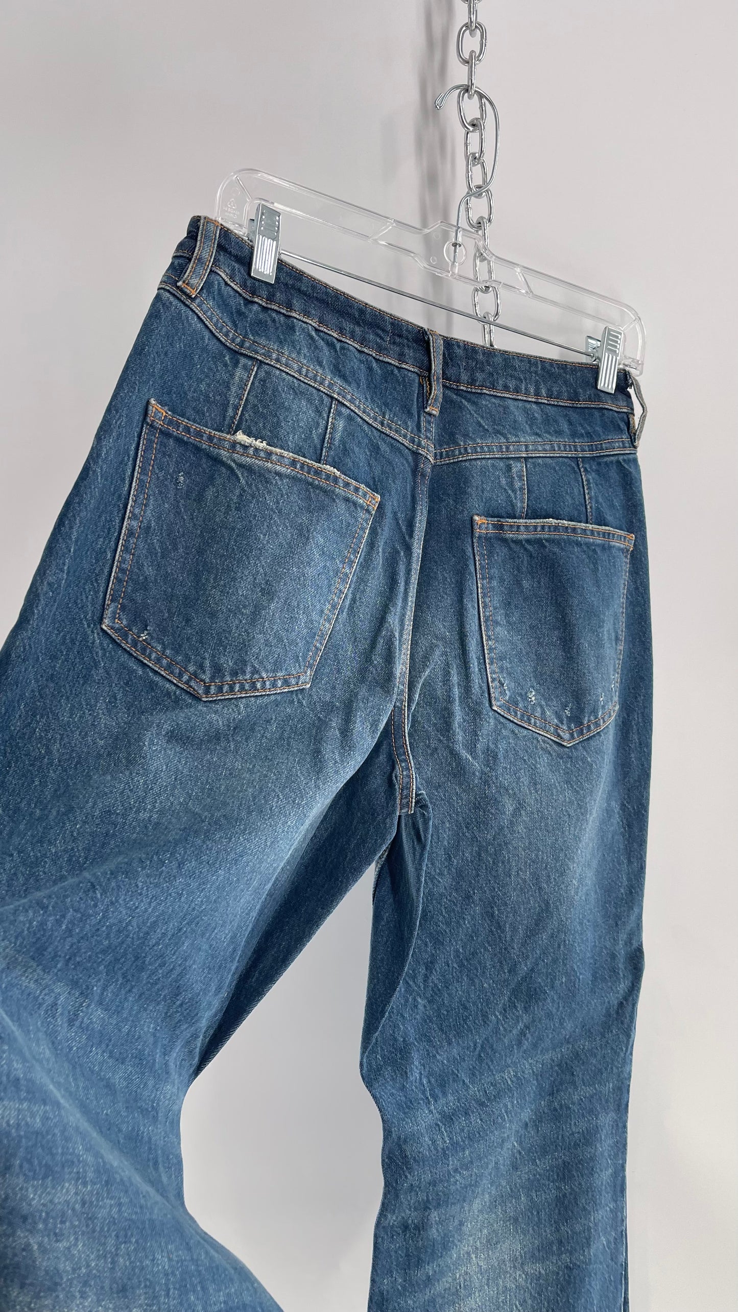 Free People Medium Wash Ripped Flare Jeans with Tags Attached (27)