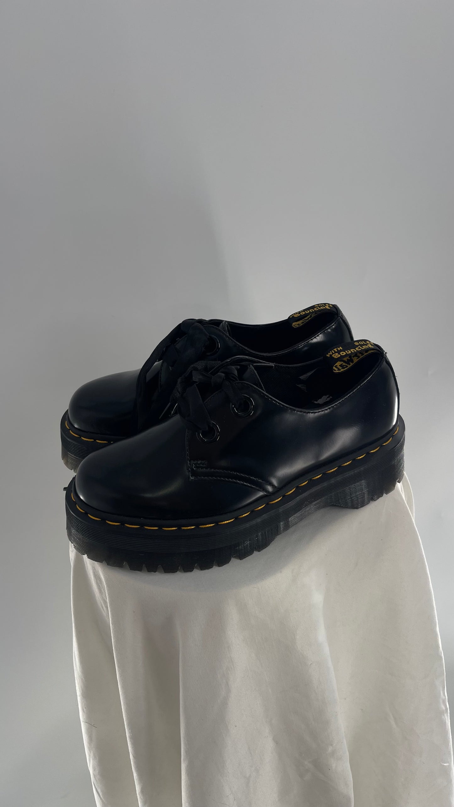 Dr.Martens  Black Patent Leather Holly Platform Oxford(8)