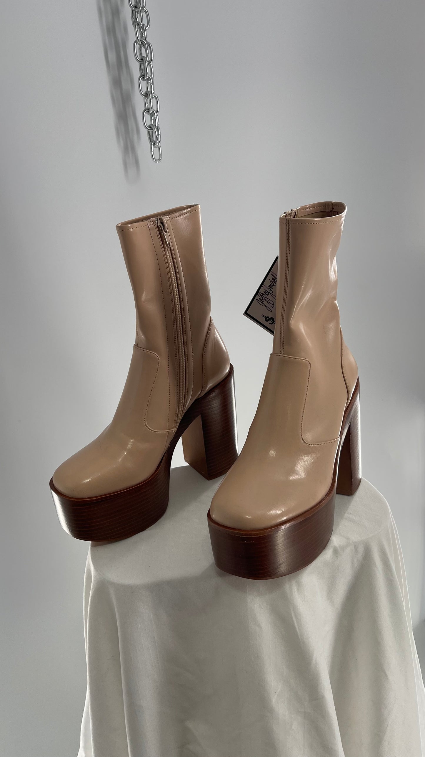 Jeffrey Campbell Mexique Beige Boot with Platform And Chunky Wooden Heel (6)