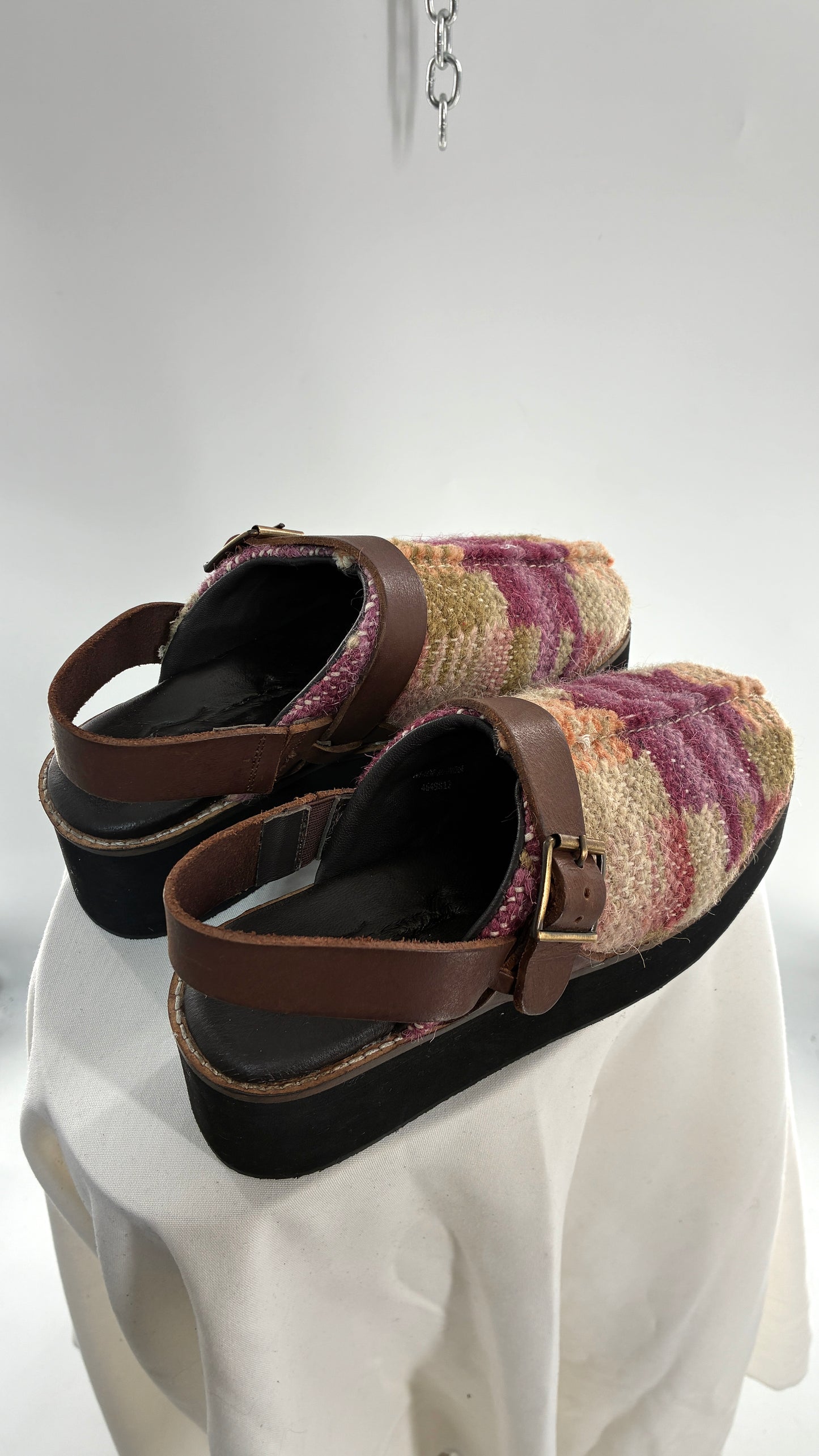 FREE PEOPLE Astrid Platform Mules Multicolor with Leather Straps  (7.5)