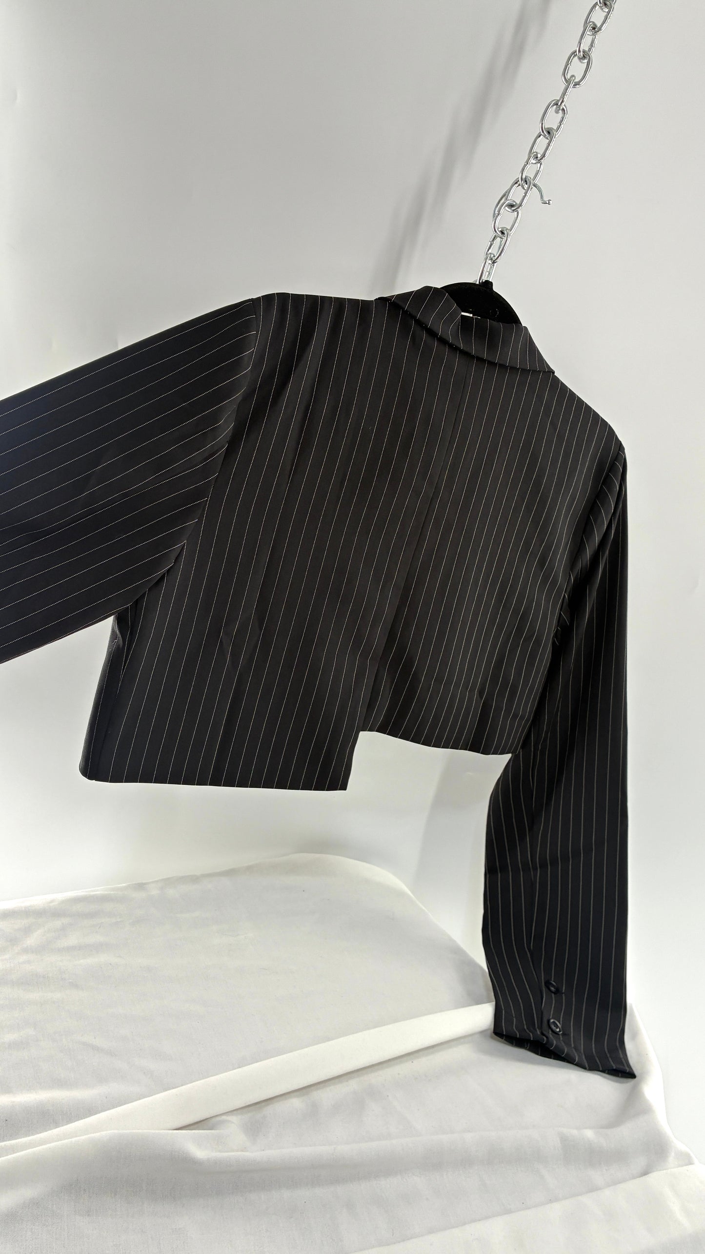 Cherry Mellow Pin Stripe Asymmetric Cropped Blazer with Tags (Small)
