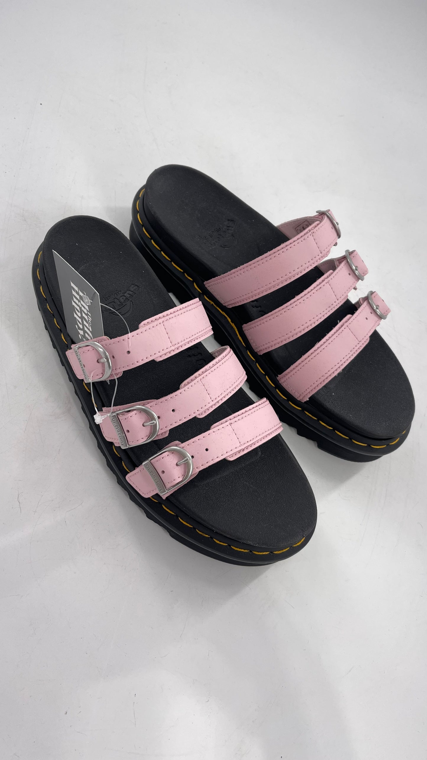 Dr. Martens Baby Pink Strappy Platform Sandal with Heavy Metal Buckle (10)