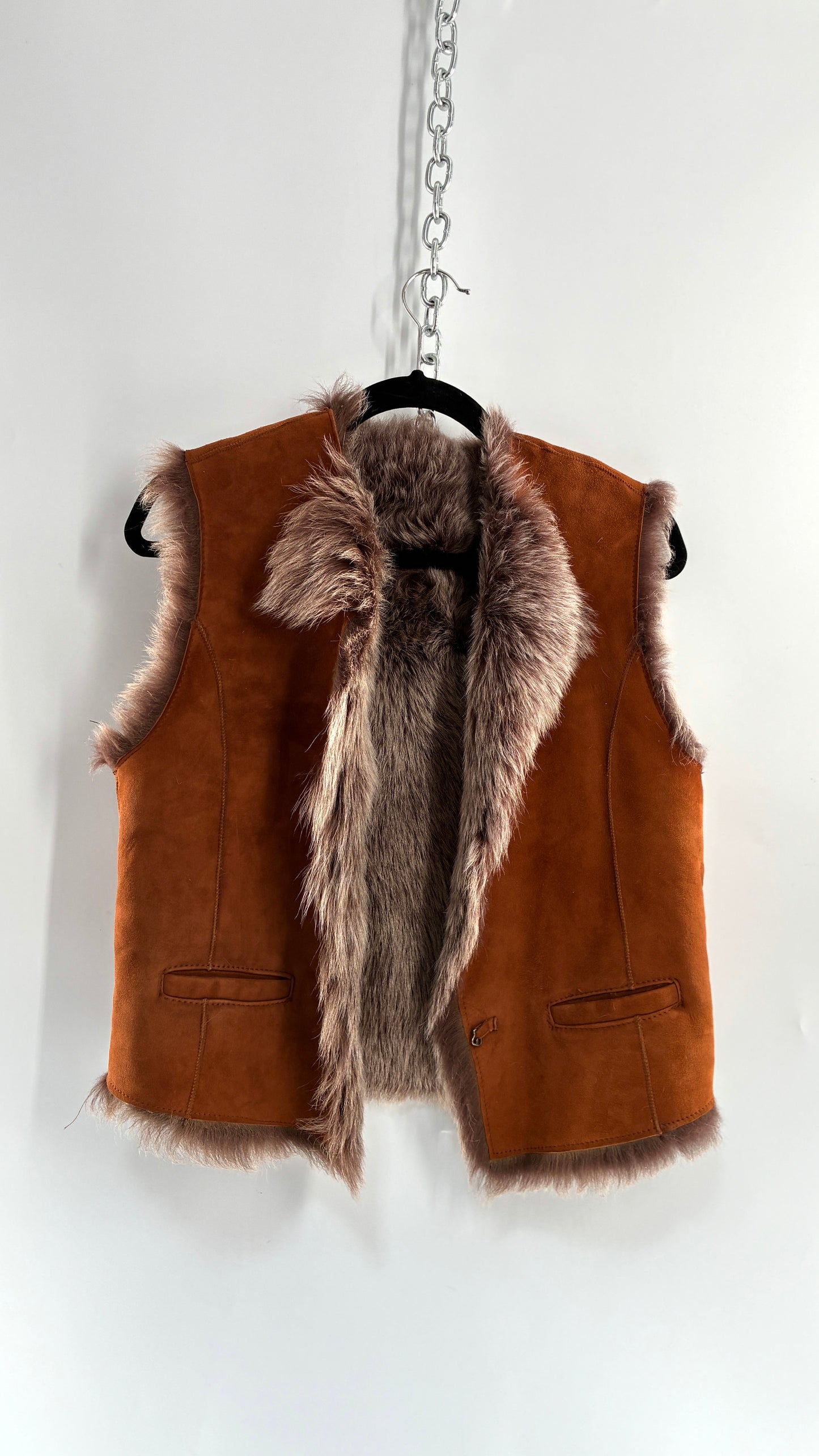 OVERLAND Genuine Fur and Sheepskin Suede Leather Vest Made in France (12)