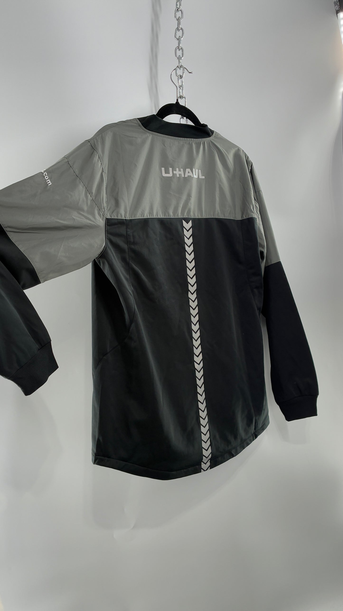 Vintage U-HAUL Embroidered Grey Wind Breaker (Medium)