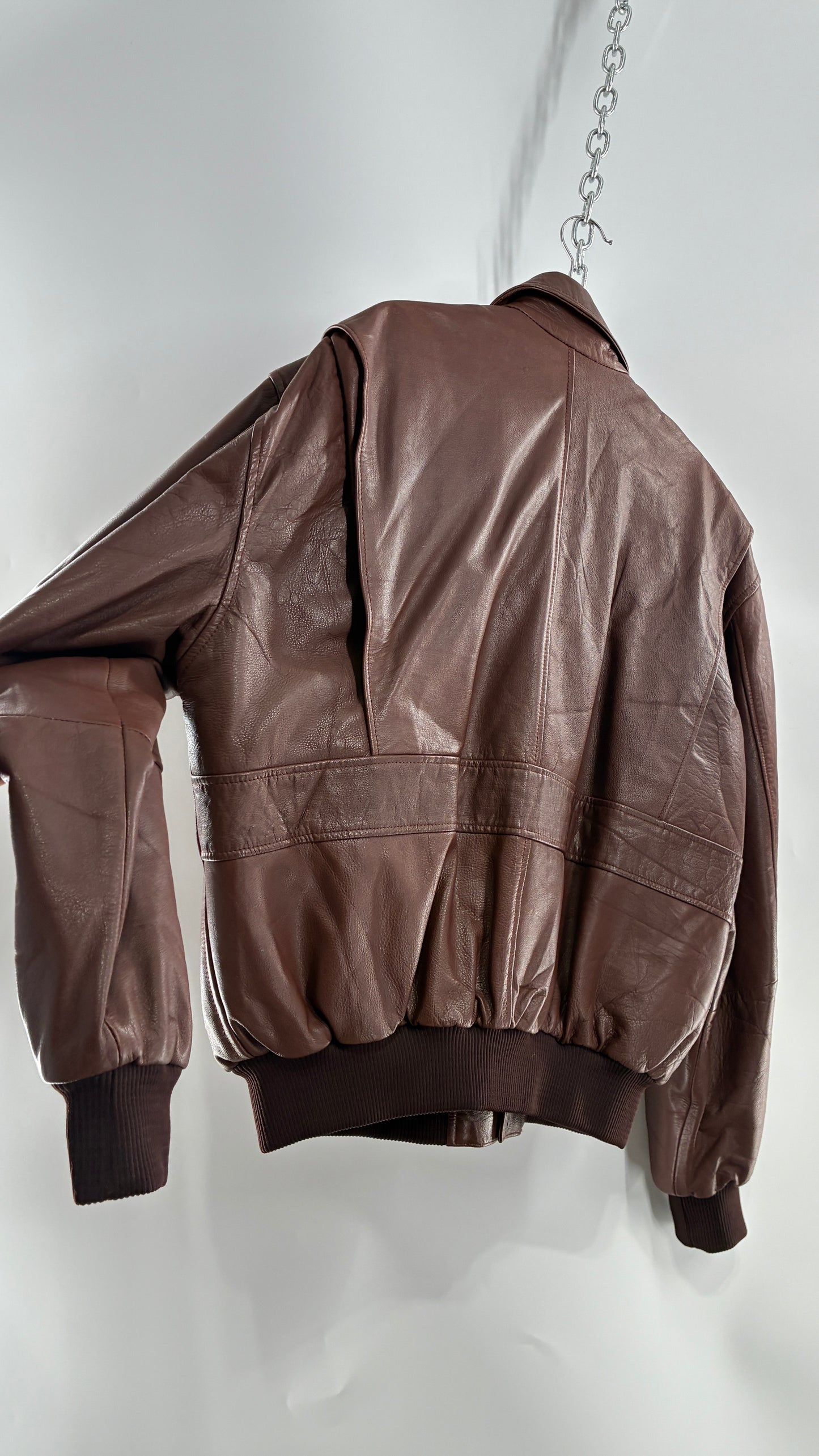 Vintage SUPER FORTRESS B2 Brown Leather Bomber Jacket (Large)