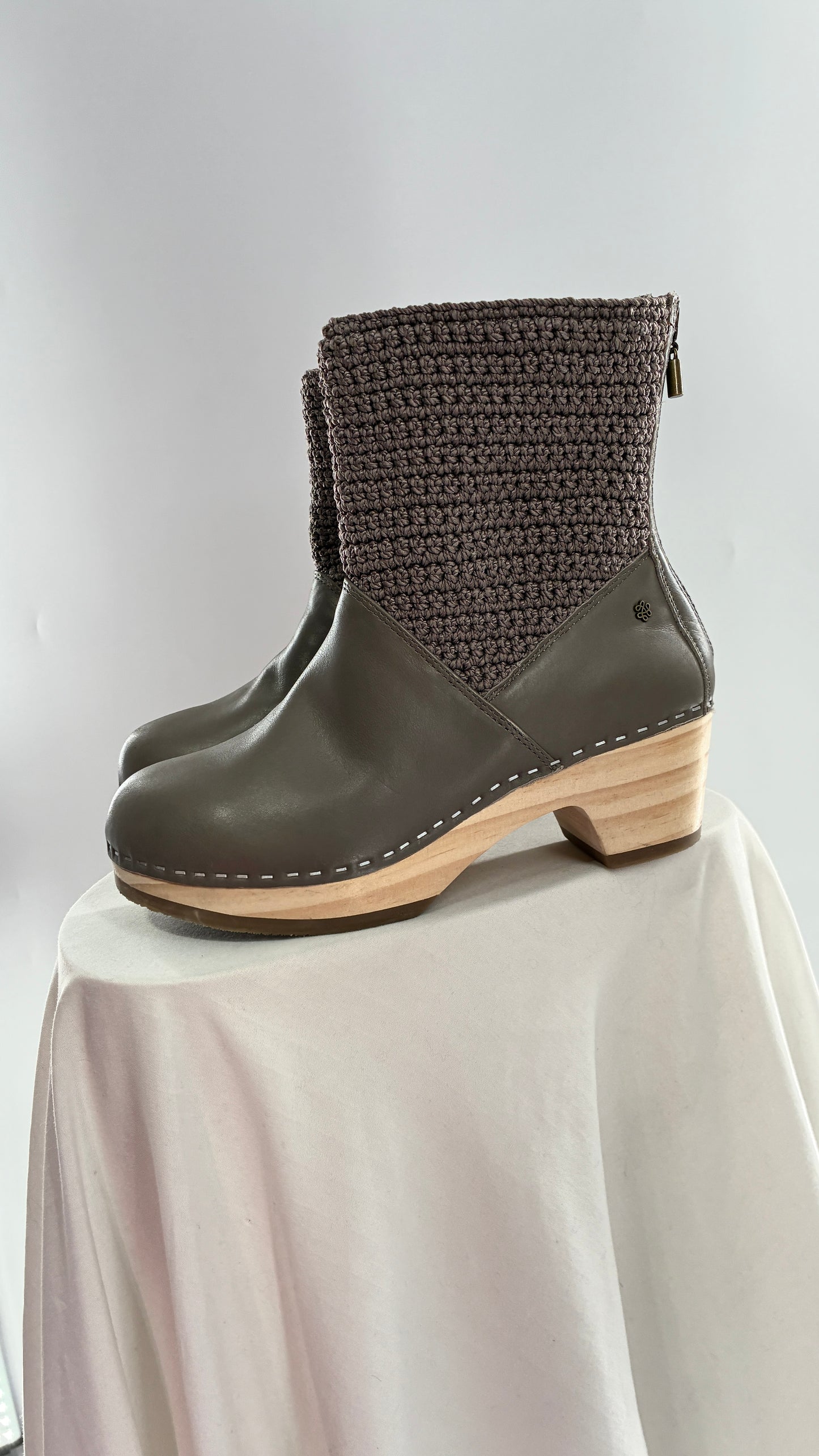 THE SAK Crochet and Leather Wooden Clog Boots (7)
