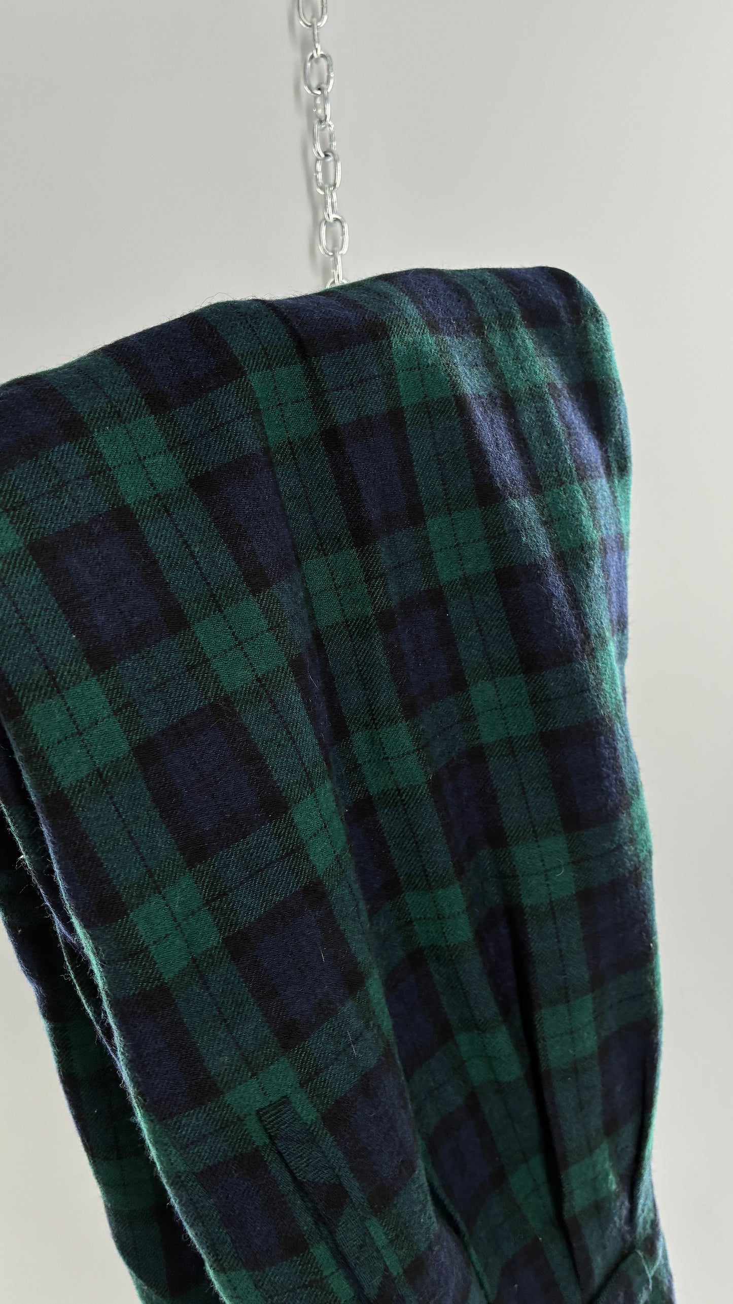 Vintage Collectible Gold by GIORGIO SANT’ANGELO 100% Wool Plaid Navy and Green Trouser (10)