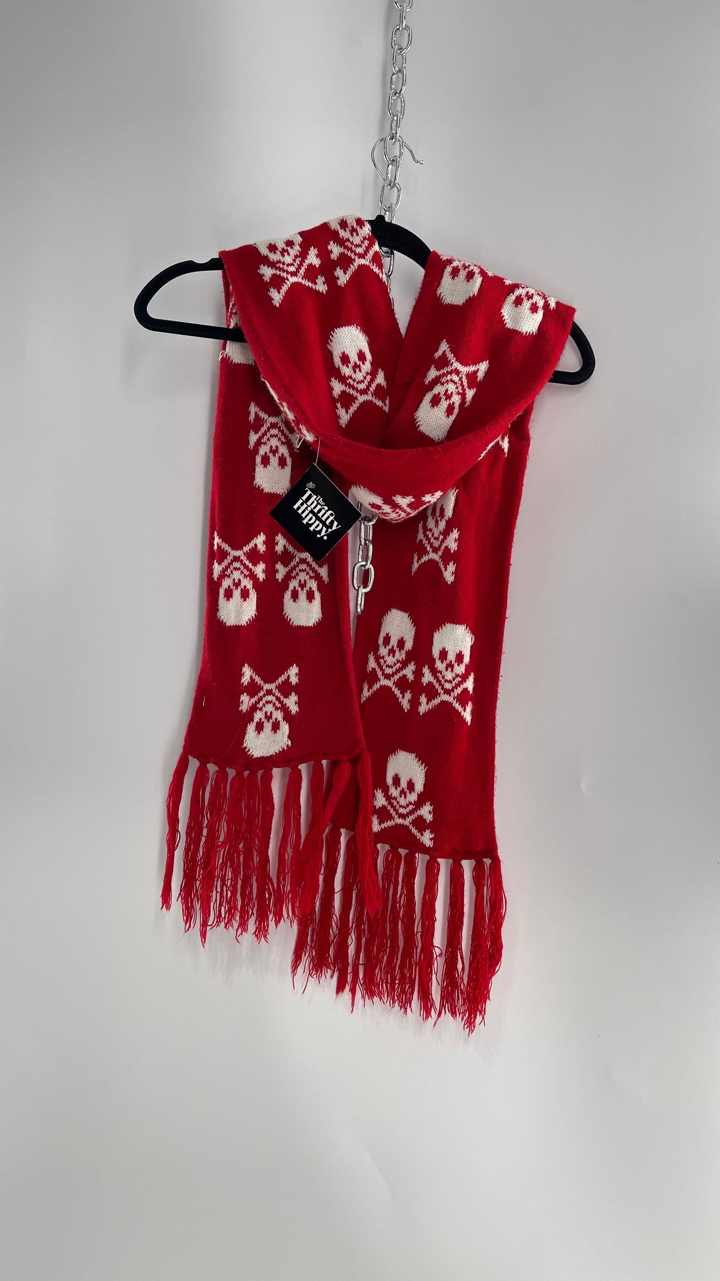 Emo Raggedy Red Skull Scarf (C)