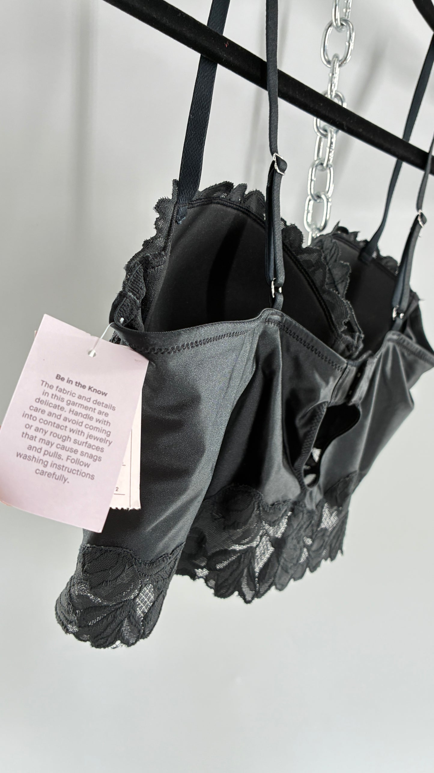 Vintage AUDEN Black Camisole with Built in Lace Cups (Medium)