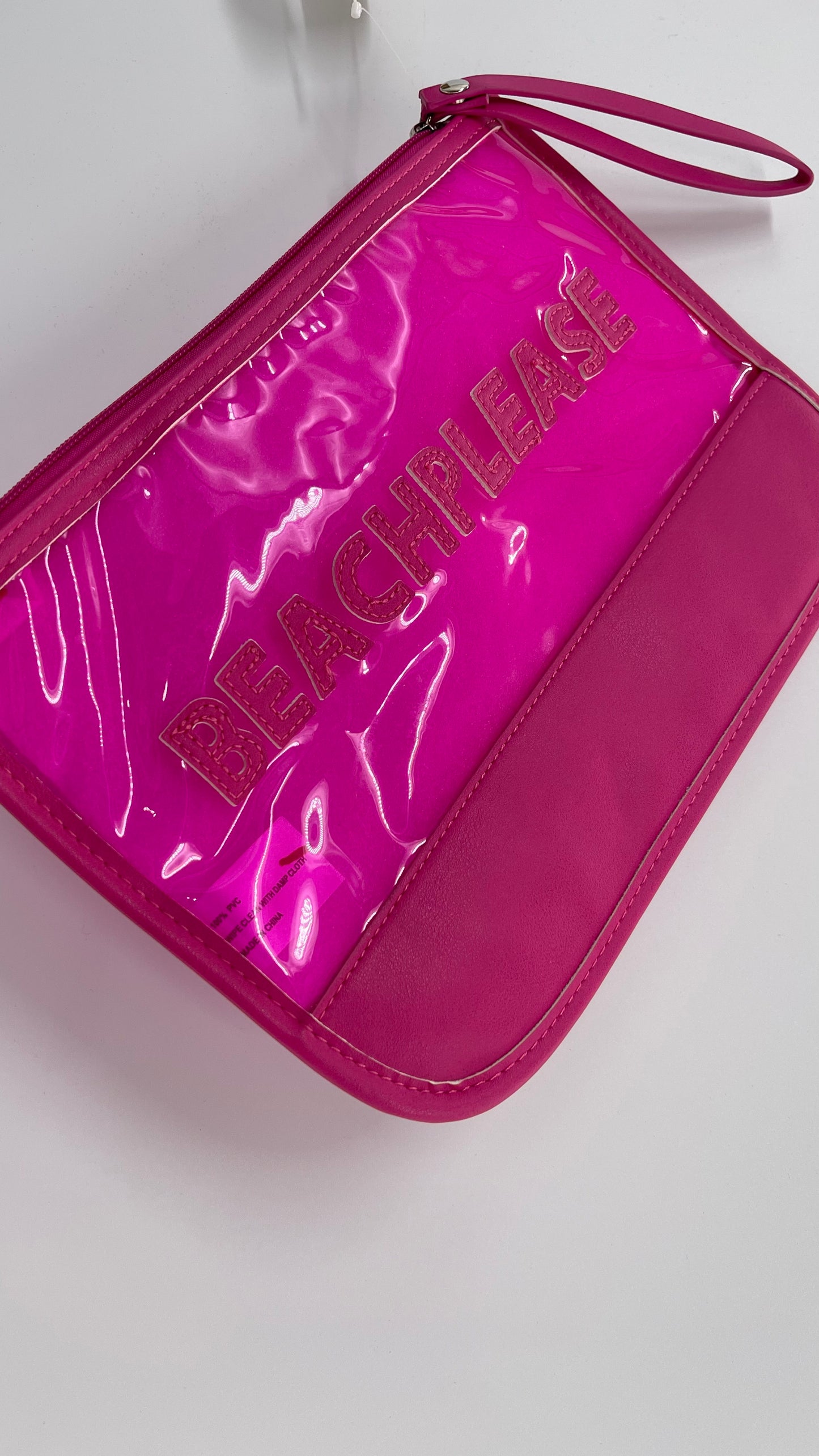 Pink “BEACH PLEASE” Oversized Zipper Pouch