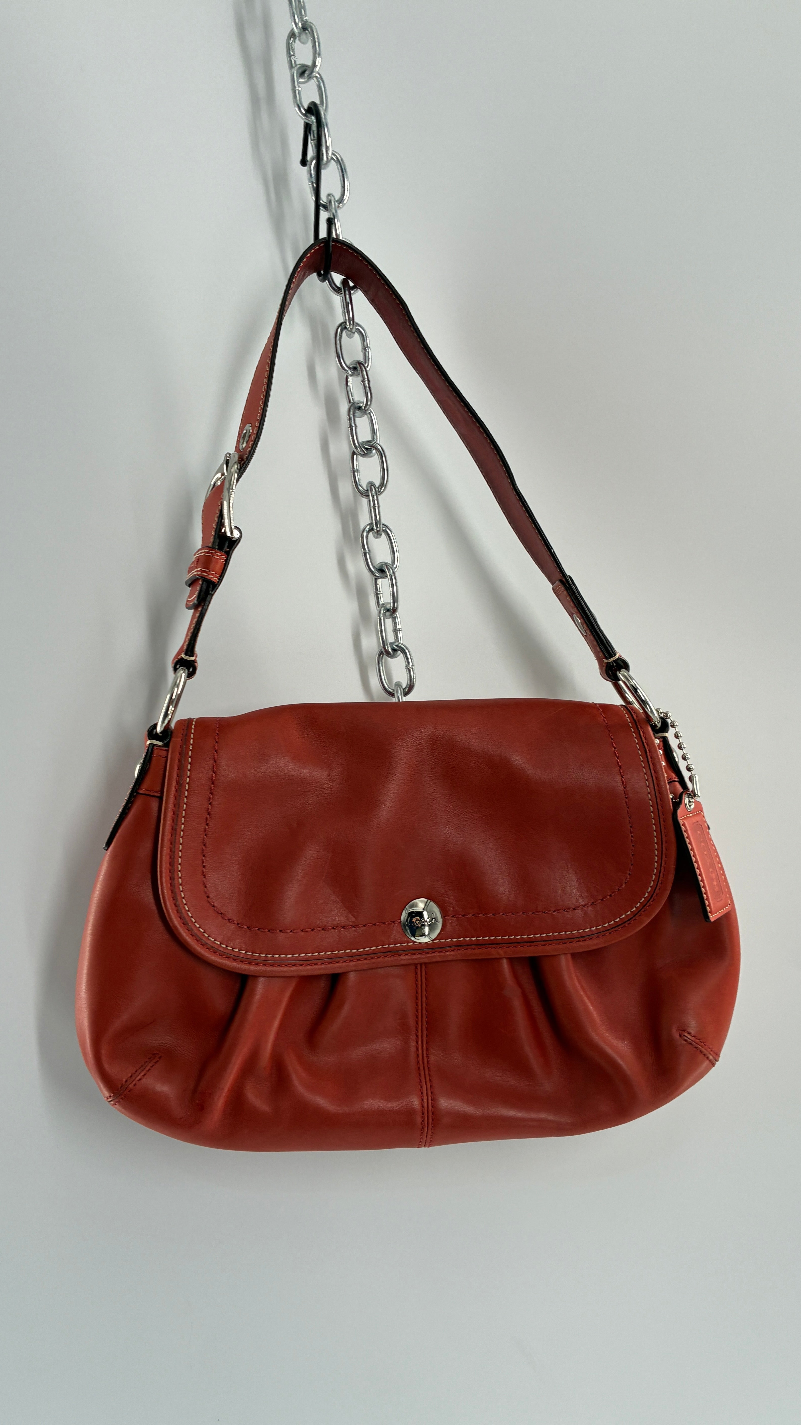Vintage COACH Soho Salmon Orange Genuine Leather Shoulder Bag