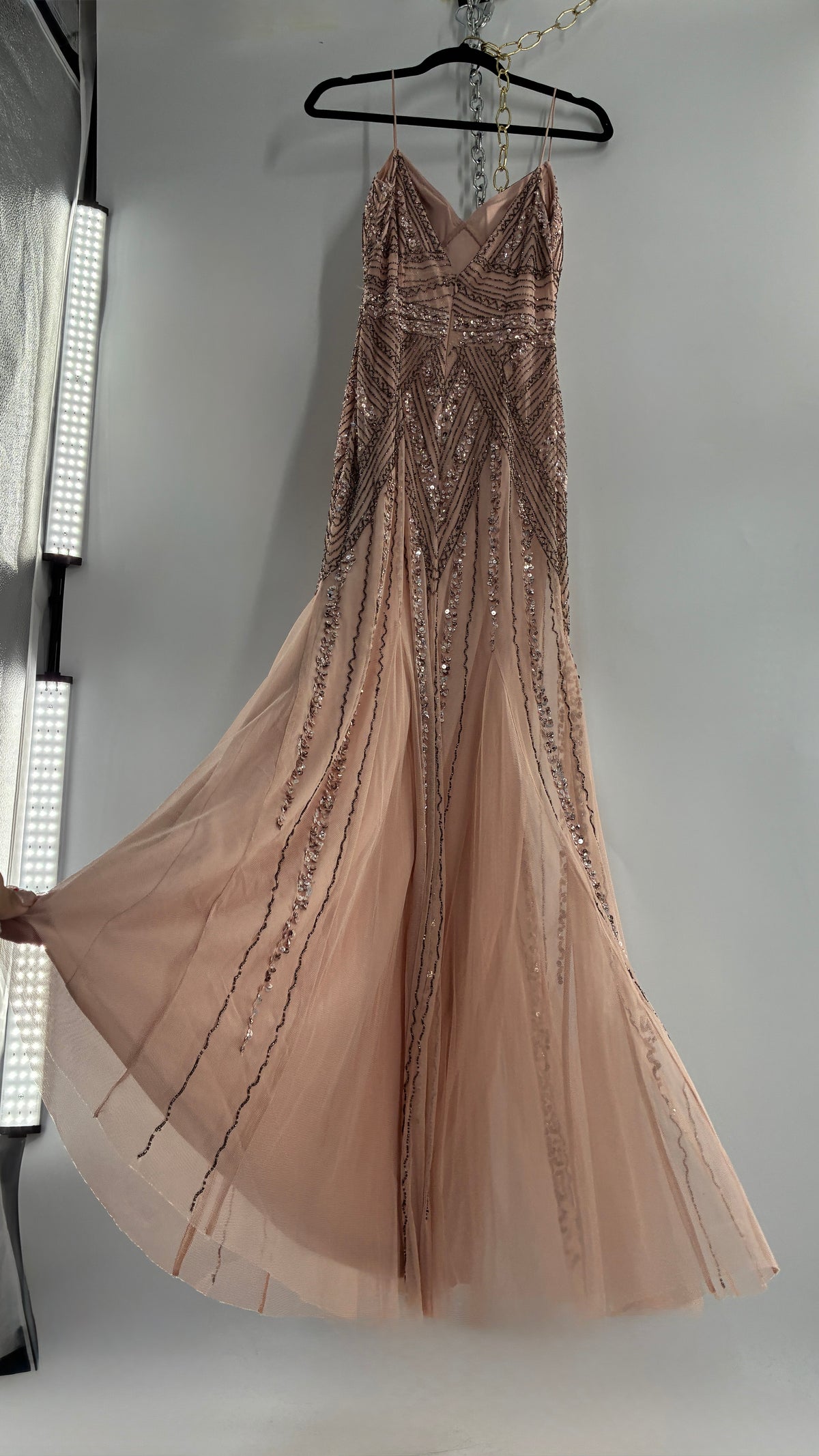 Vintage MARINA Dusty Pink Beaded Gown (2)