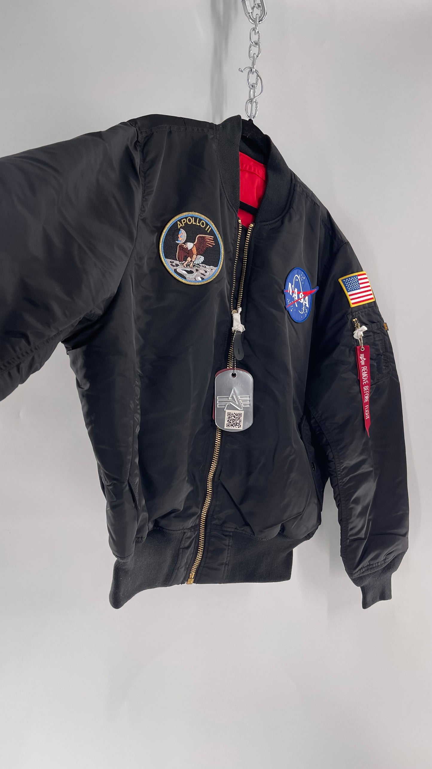 NASA Black Bomber Jacket with Tons of Patches Never Worn with Tags (XXL)