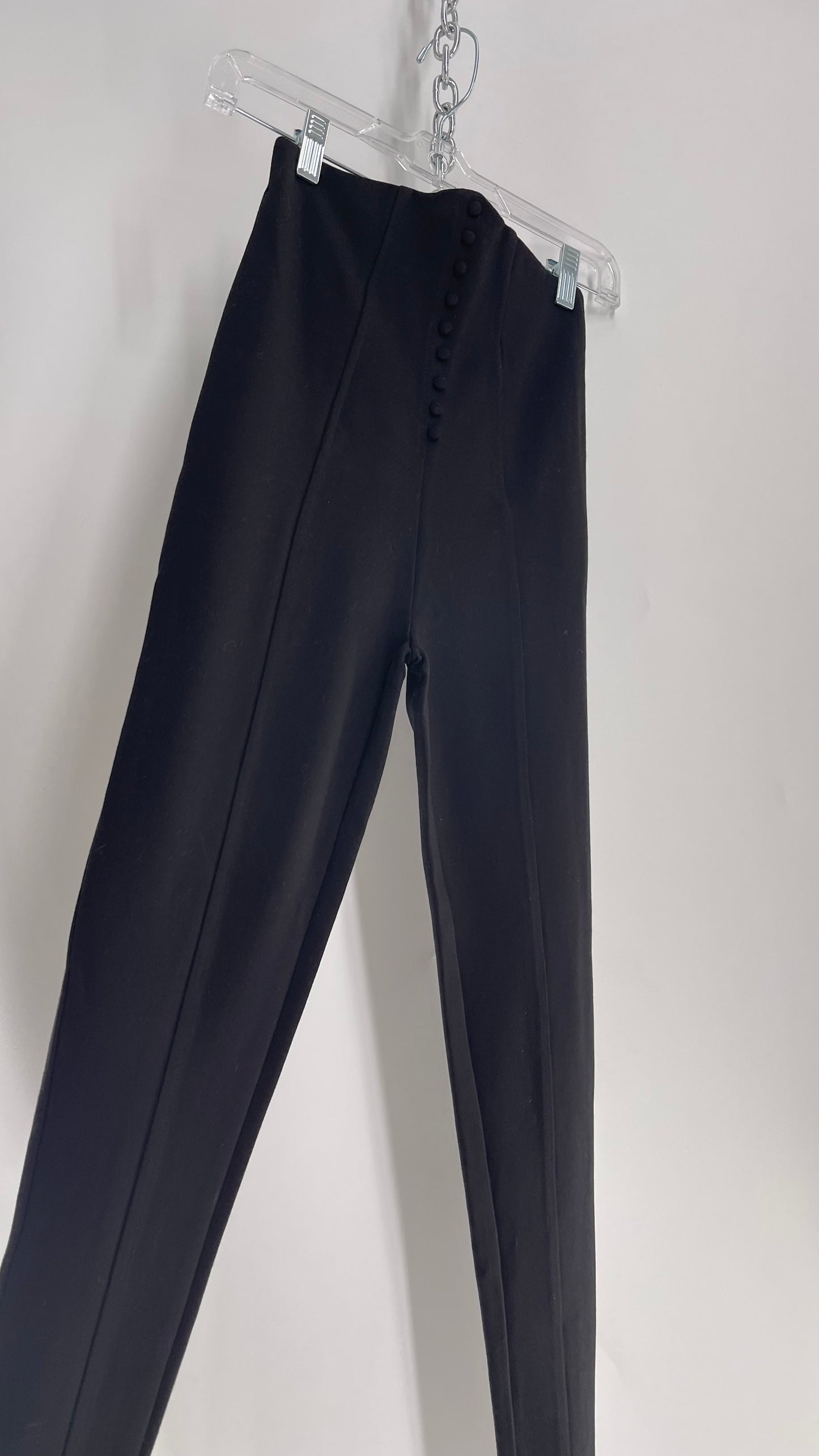 Urban Outfitters Silence + Noise Black High Waisted Pleated Pants with Built In Buttoned/Corset Detailing  (XS)