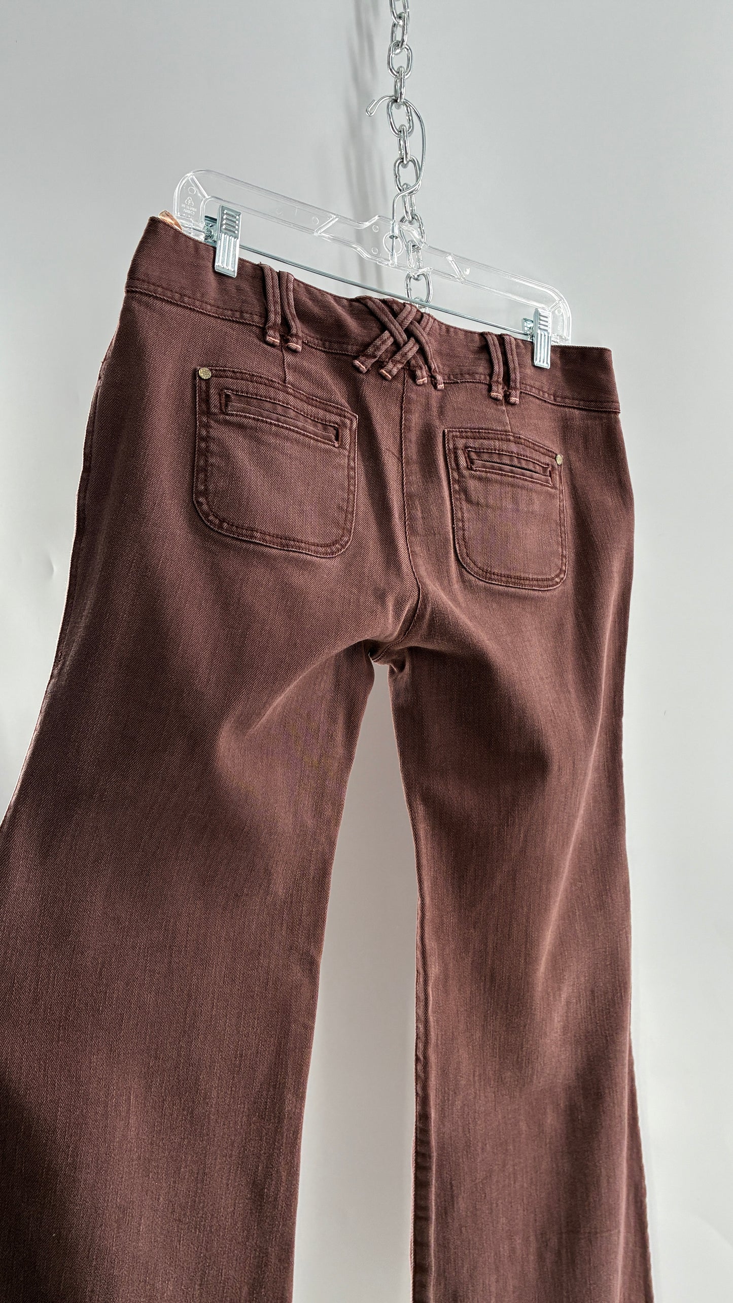Vintage BICA CHEIA Brown Low Rise Wide Leg Jeans with Mini Pockets (32)