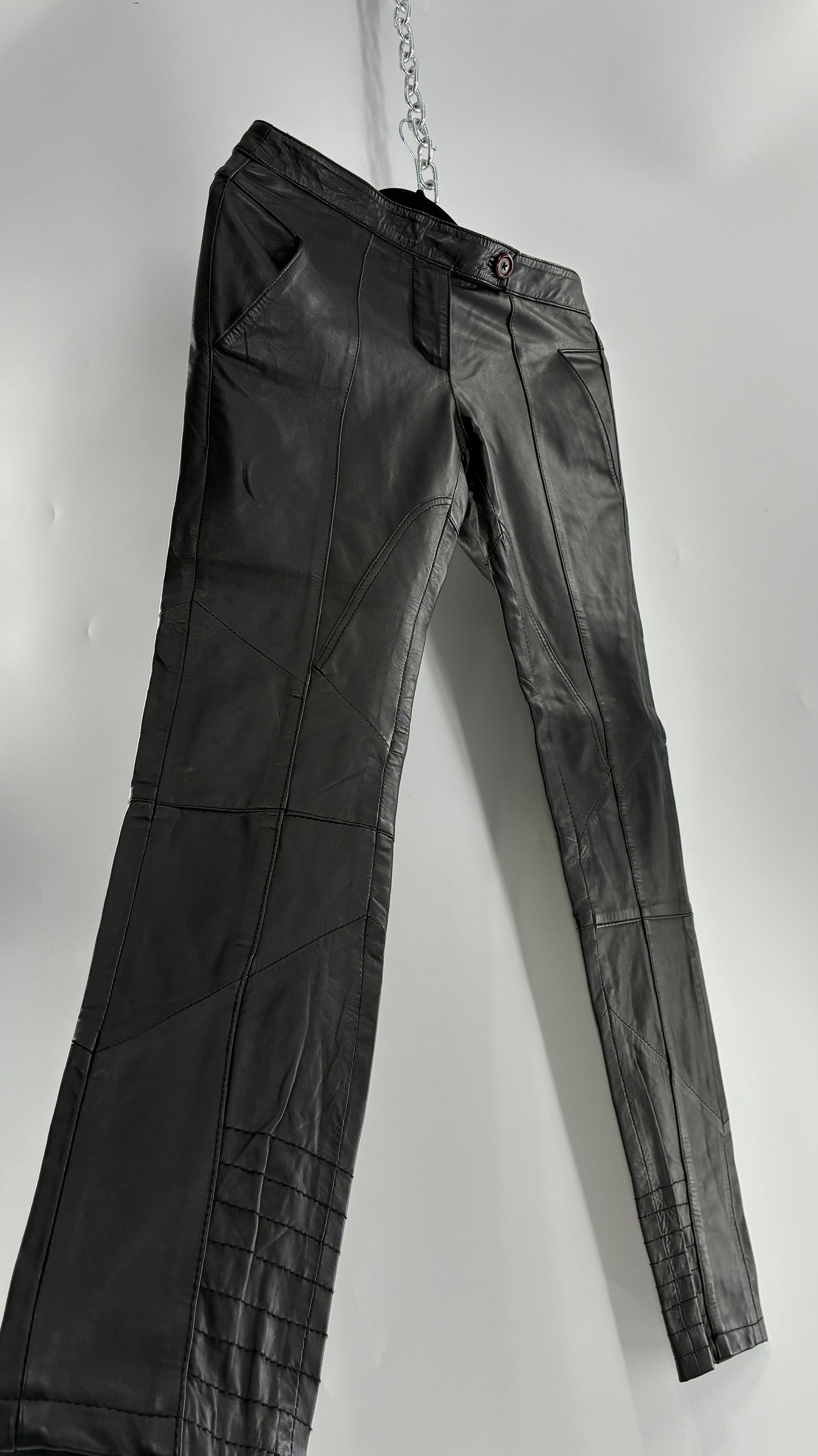 ASOS Low Rise Genuine Leather Patchwork Style Motorcycle Pants (6)