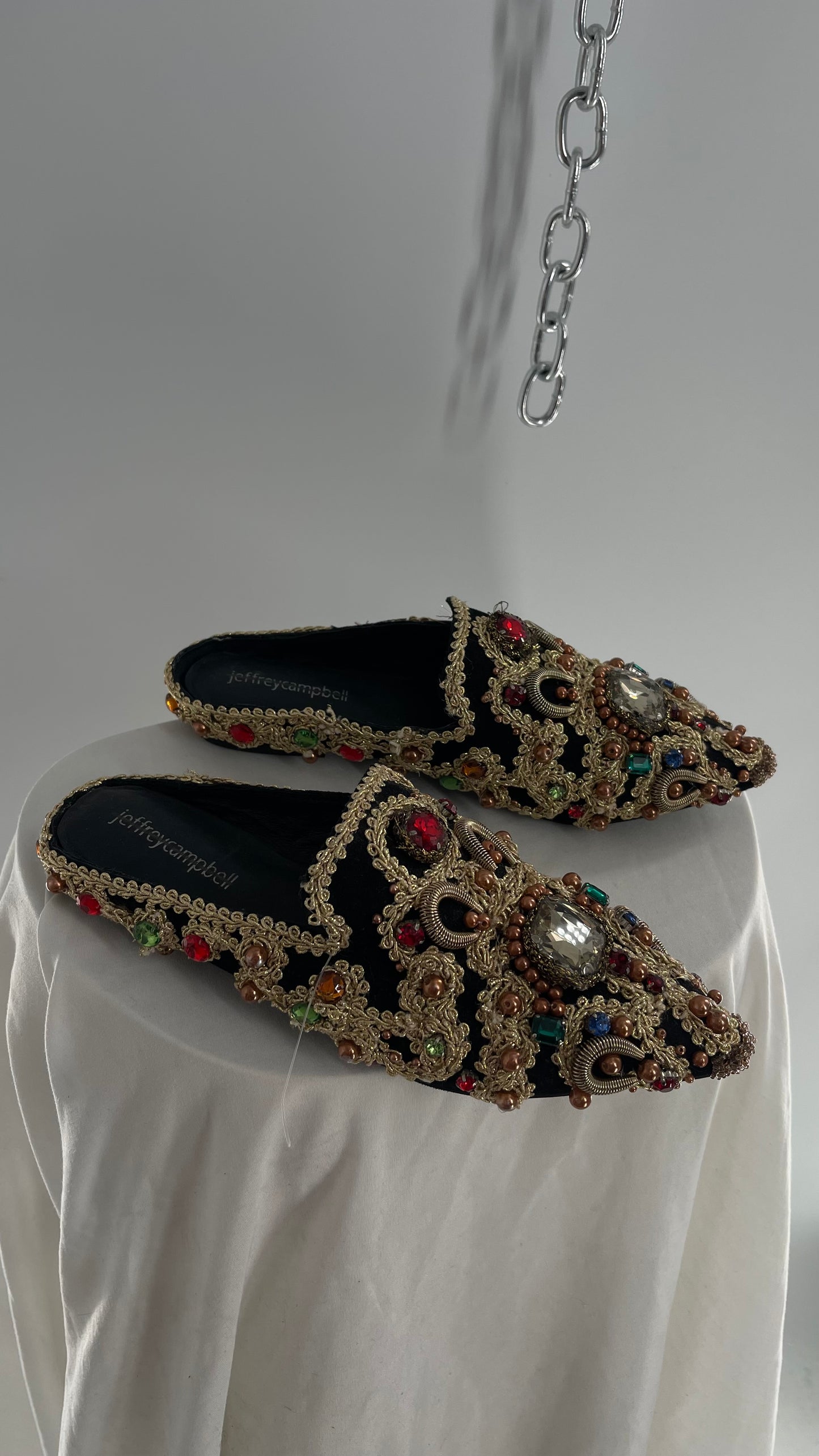 Jeffrey Campbell Sarika Embellished Pointed Mules Covered in Stones, Beads, and Embroidery  (6)