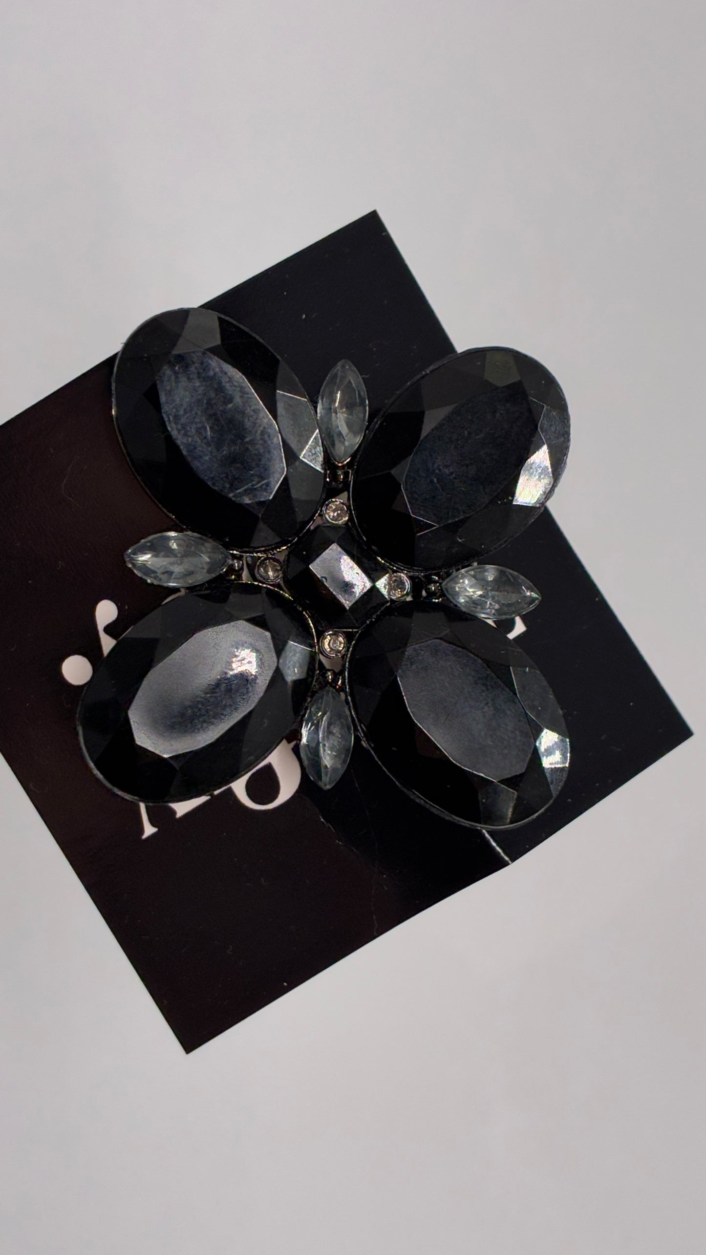 Vintage Black Oversized Jewels Pin Brooch