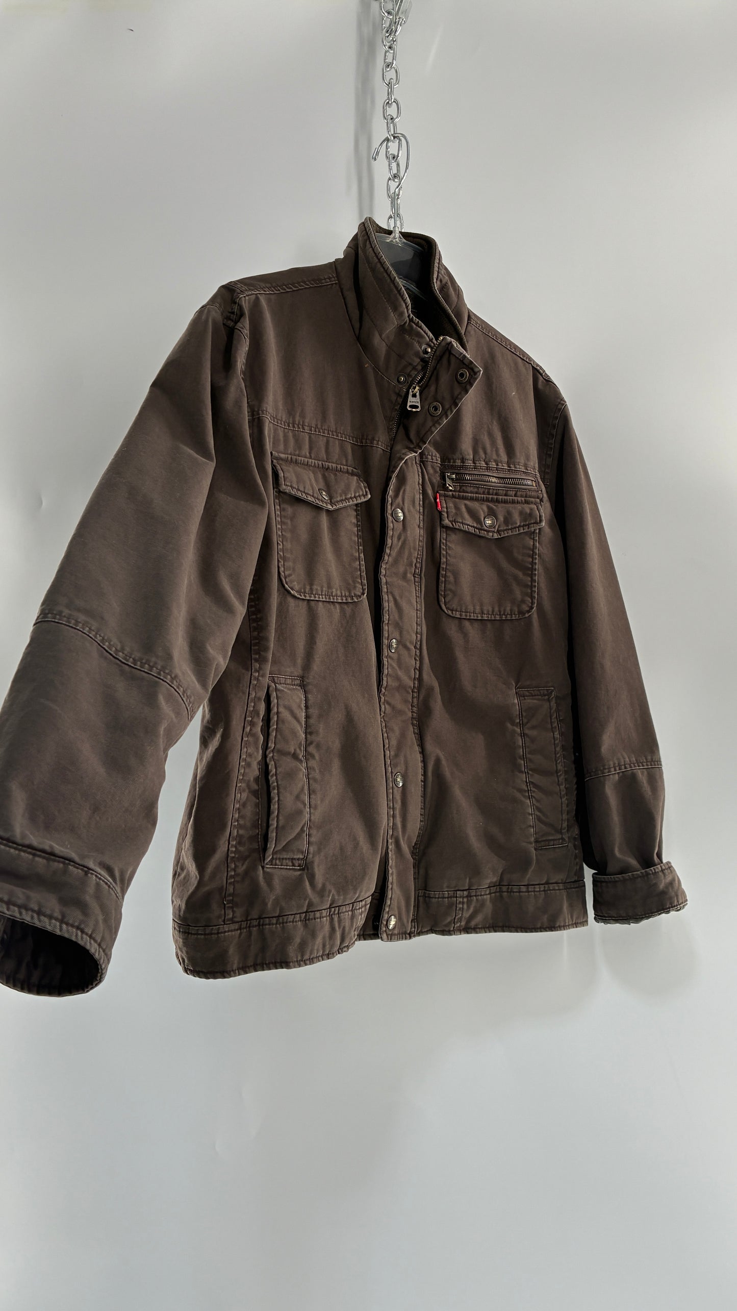 Vintage Men’s LEVI Brown Canvas Utility Jacket (XL)