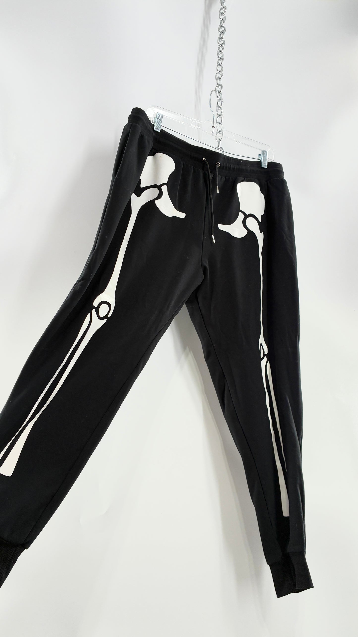 Vintage Thick Knit Skeleton Halloween Loungewear Joggers (Large)
