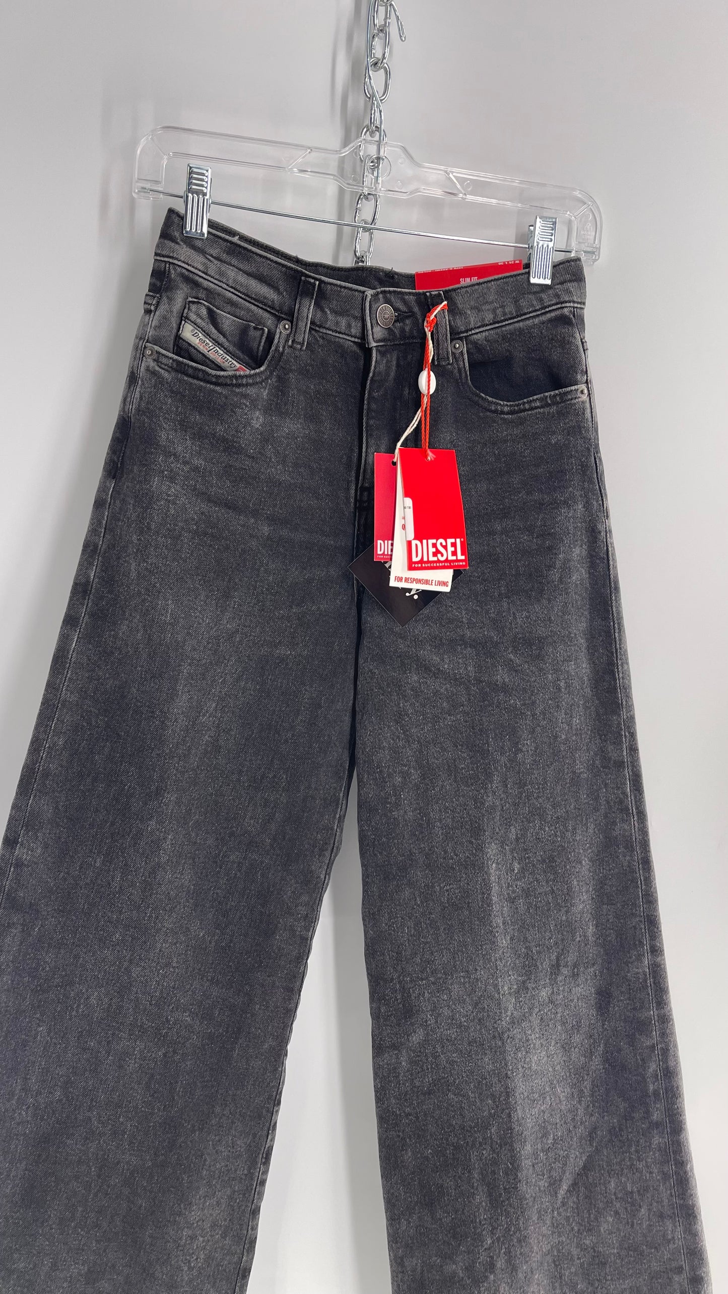DIESEL Charcoal Grey Baggy Wide Leg 1978 D Akemi OCLBG with Tags Attached (24x30)