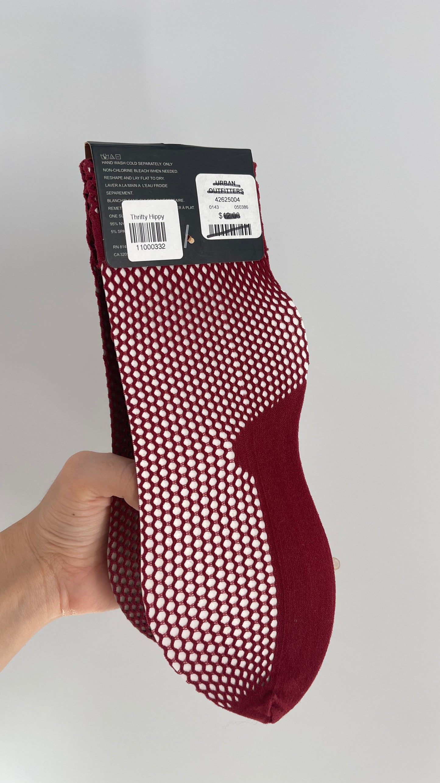 Urban Outfitters Maroon Mesh Socks