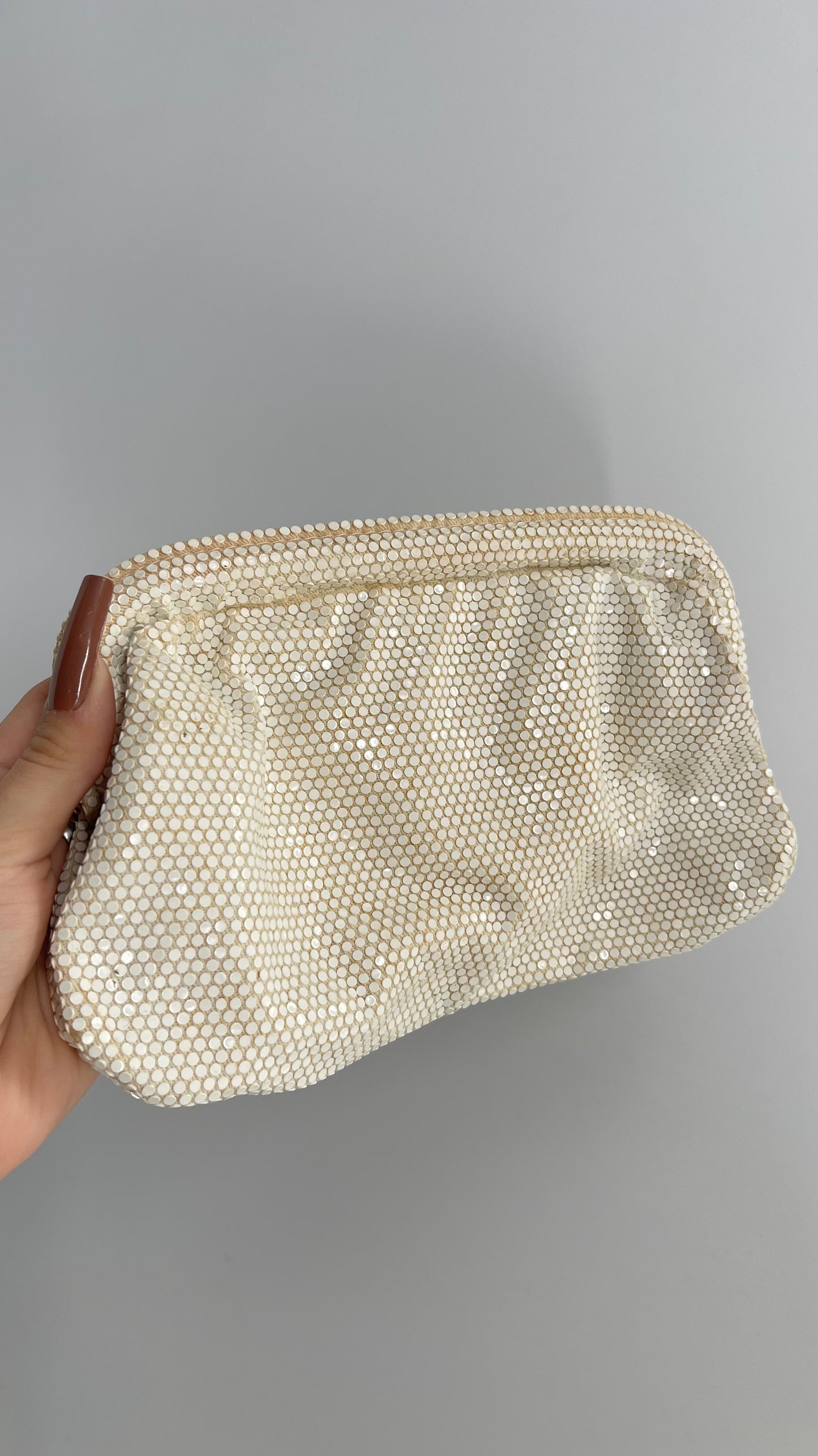 Vintage Luana Off White Mesh Pouch/clutch