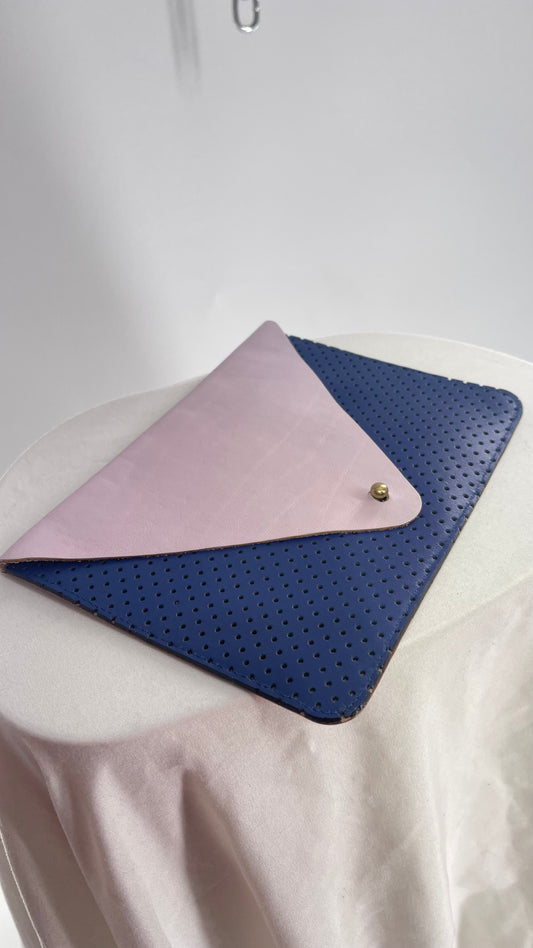 Minor History Suede Leather Royal Blue and Lilac Envelope Pouch