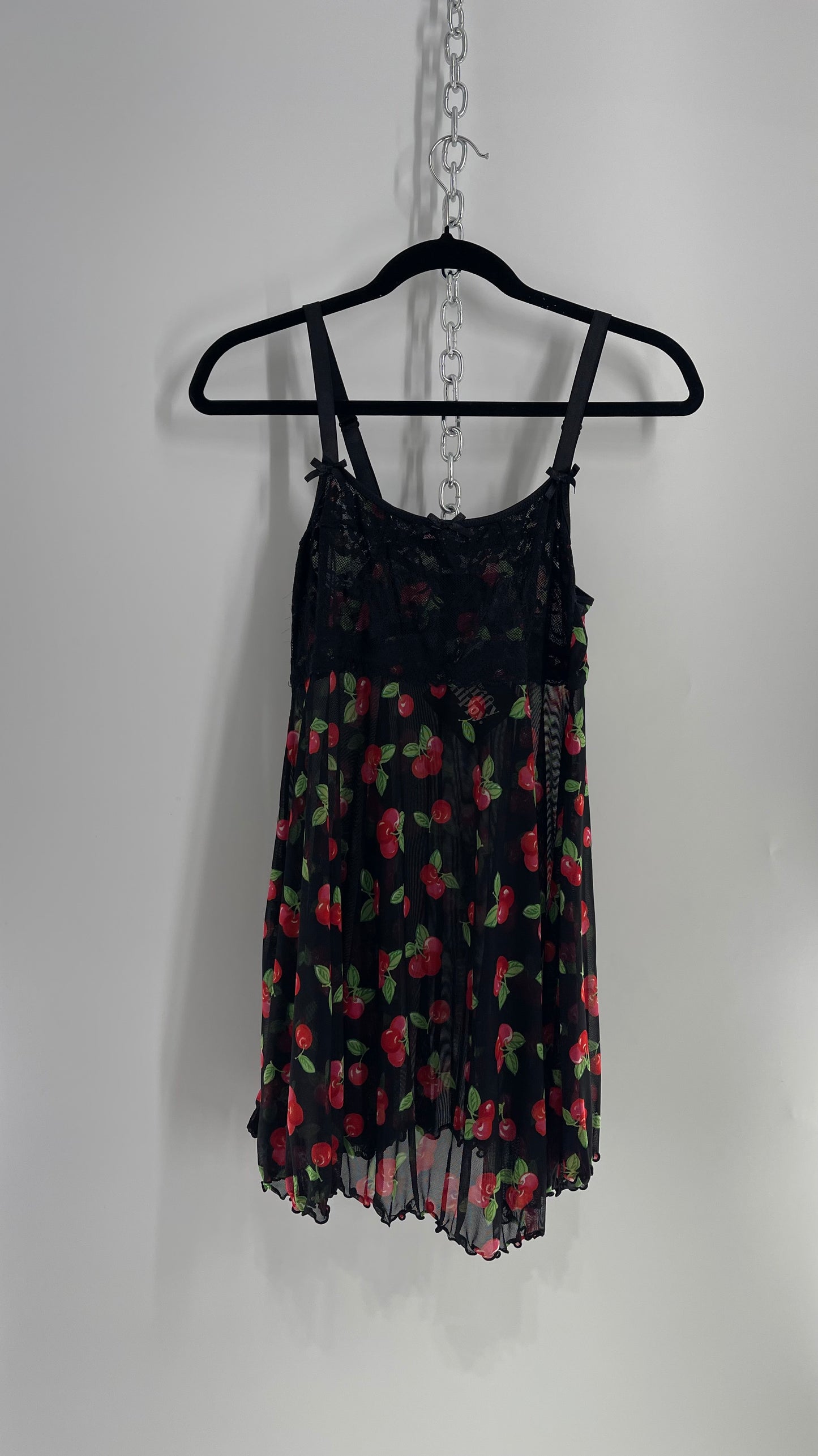 Cherry Printed Sheer Babydoll Mini/Tank (XL)