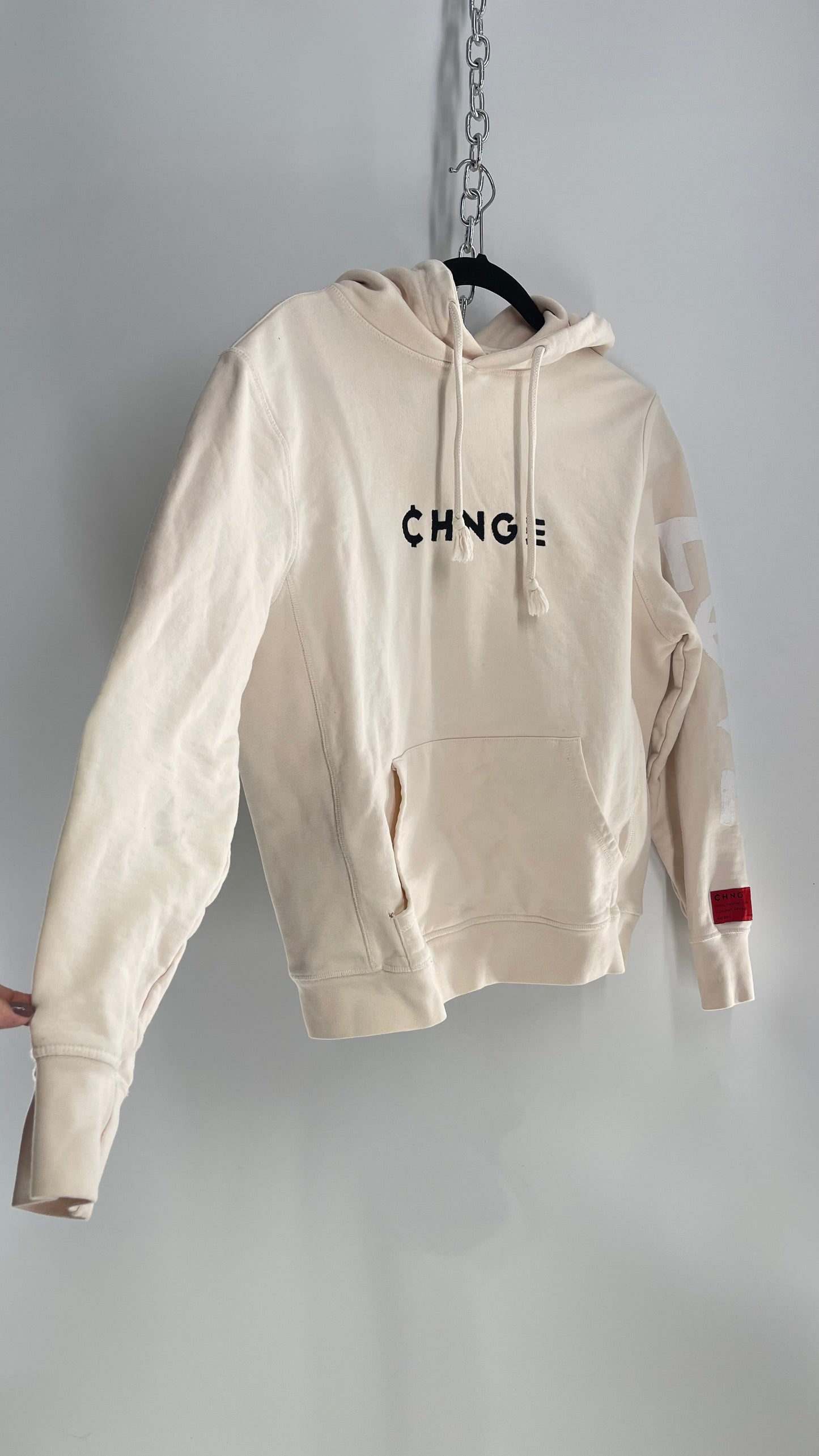 CHANGE Off White Embroidered Graphic Hoodie (Small)