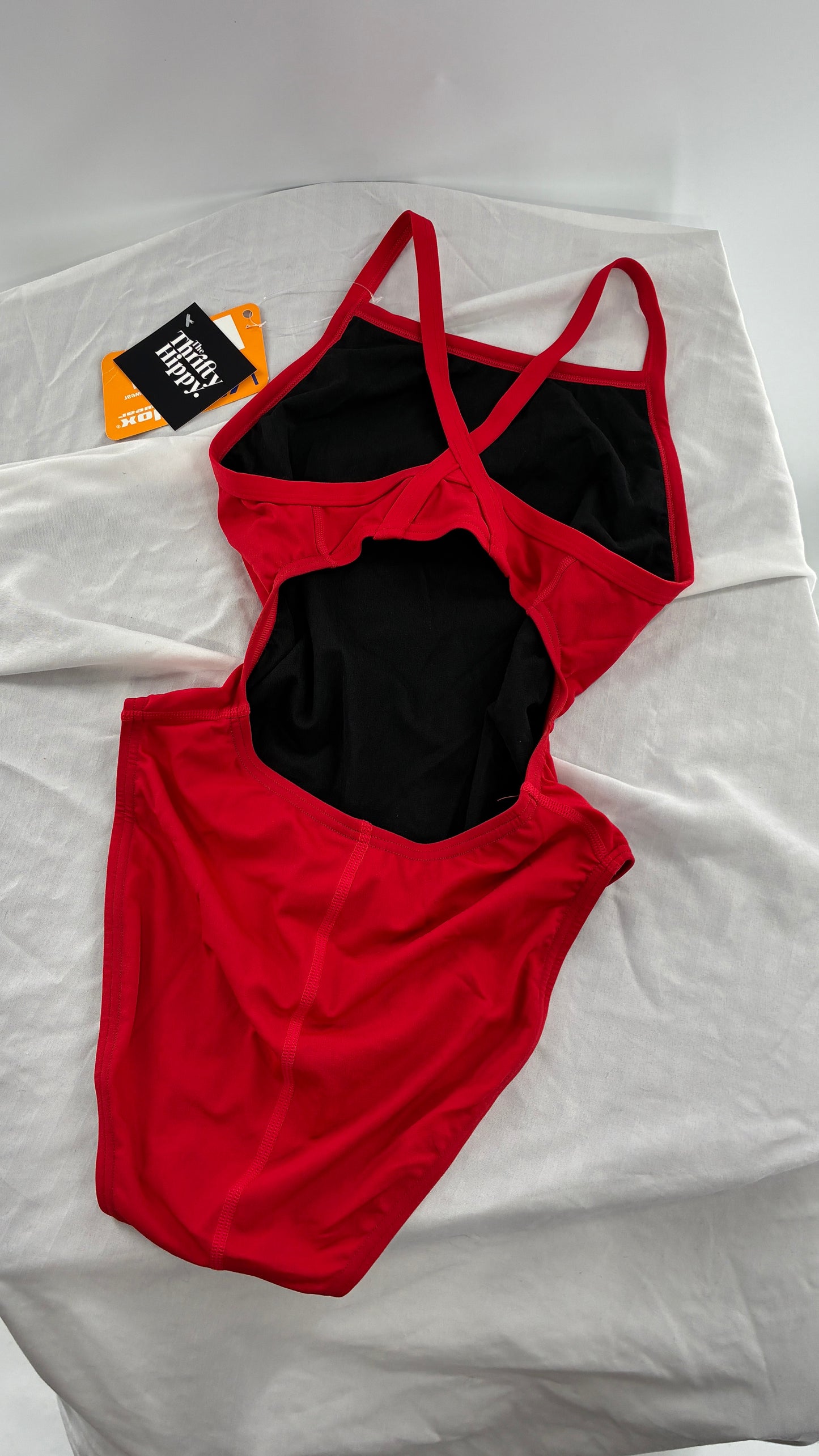 Vintage 1990s High Cut Open Back Velox Lifeguard Swimsuit (34)