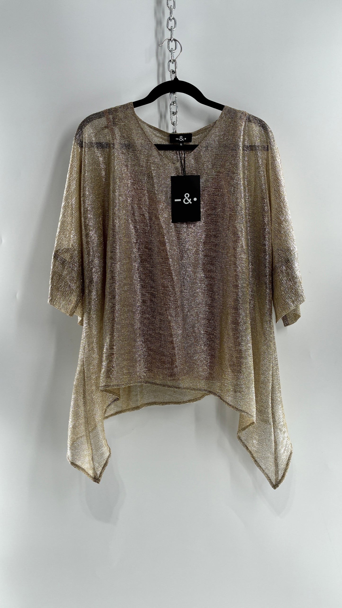 DASH & DOT Gold and Silver Metallic Shimmer Boxy Top with Tags Attached (Medium)